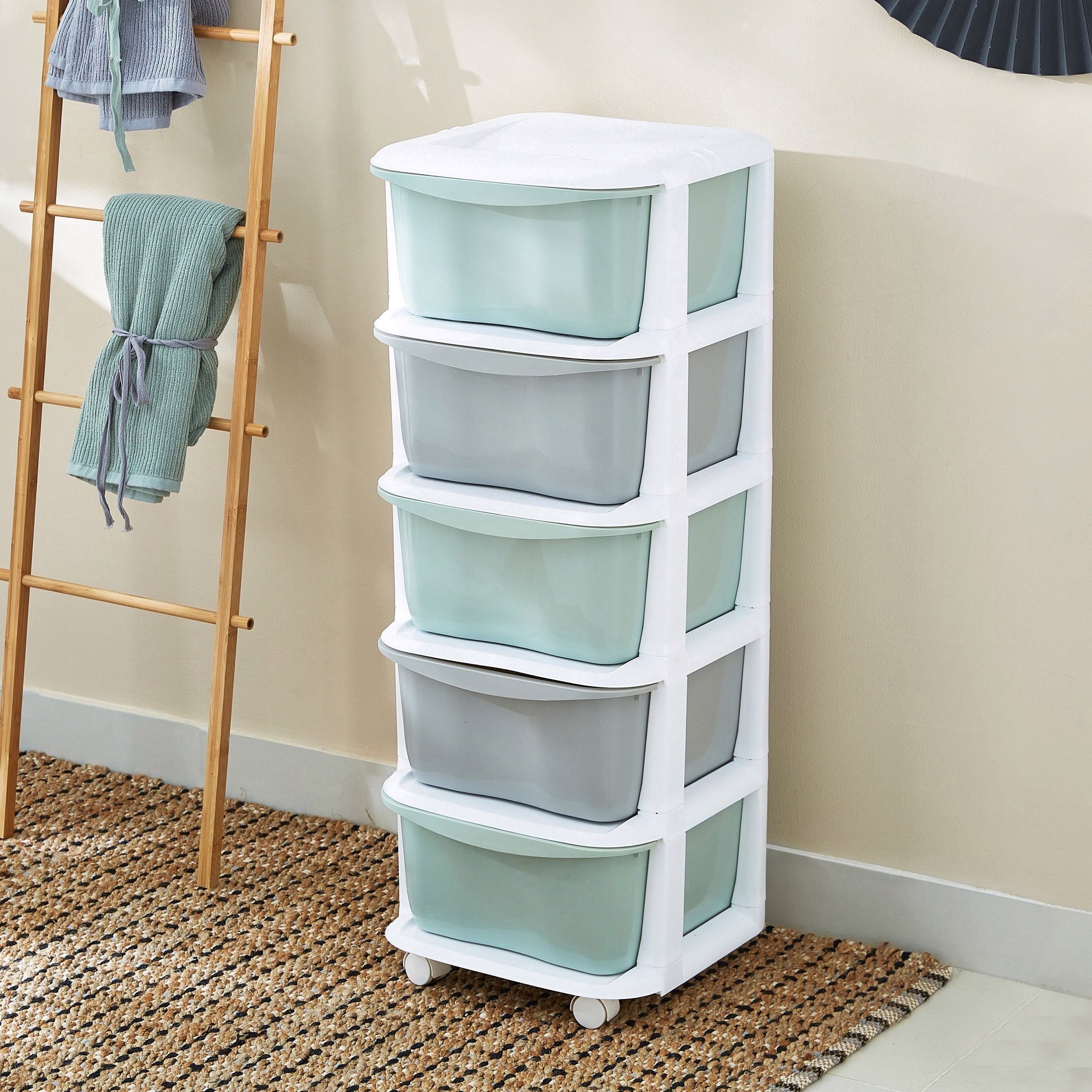 طقم أدراج بعجلات 5 طبقات من كيفن - 37x37x90 سم-hbxhomeware-hbxbathroom-image-1