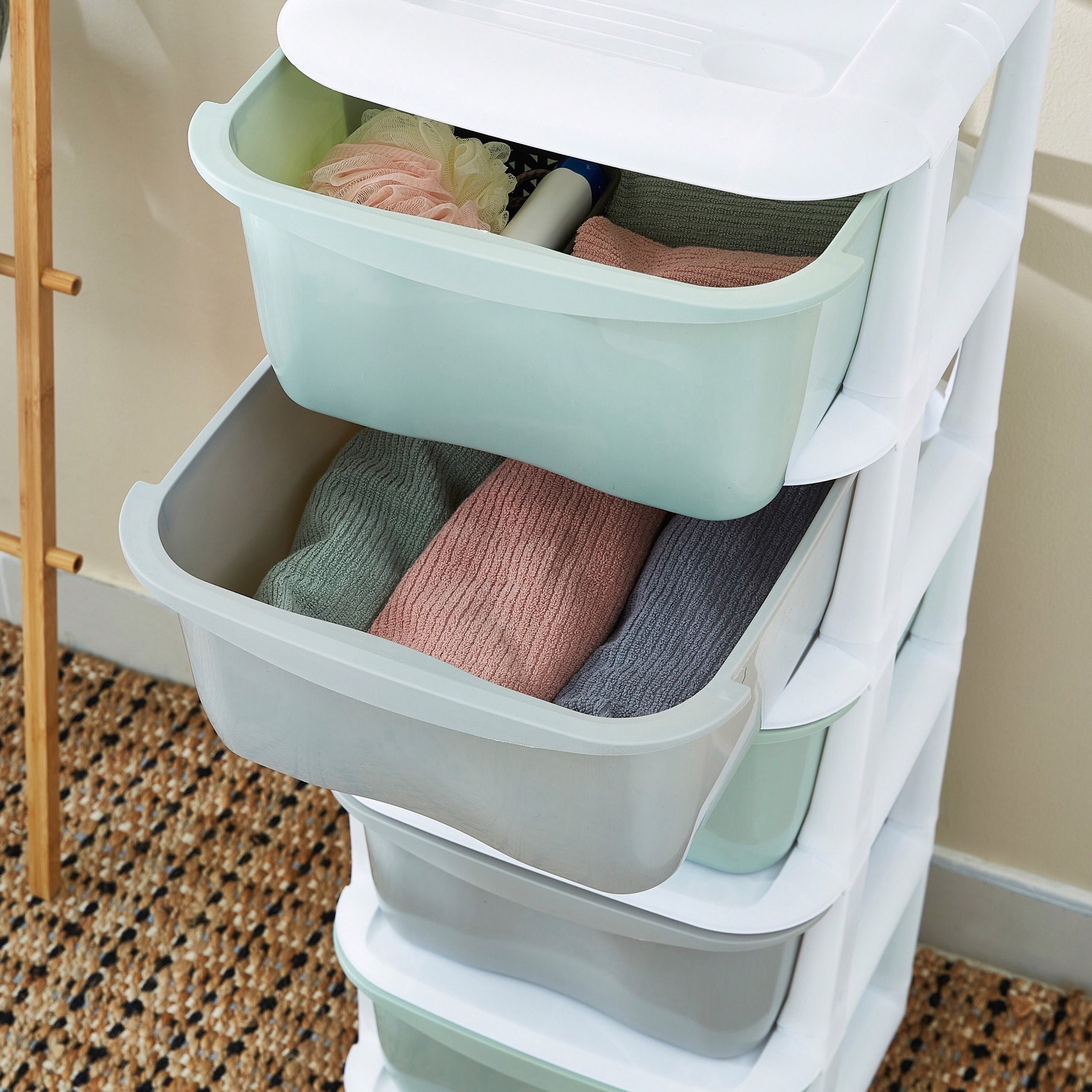 طقم أدراج بعجلات 5 طبقات من كيفن - 37x37x90 سم-hbxhomeware-hbxbathroom-image-2