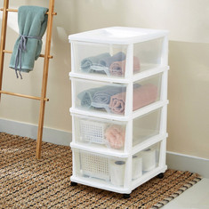 Kevin 4-Tier Drawer Set with Wheels - 44x34x77 cm