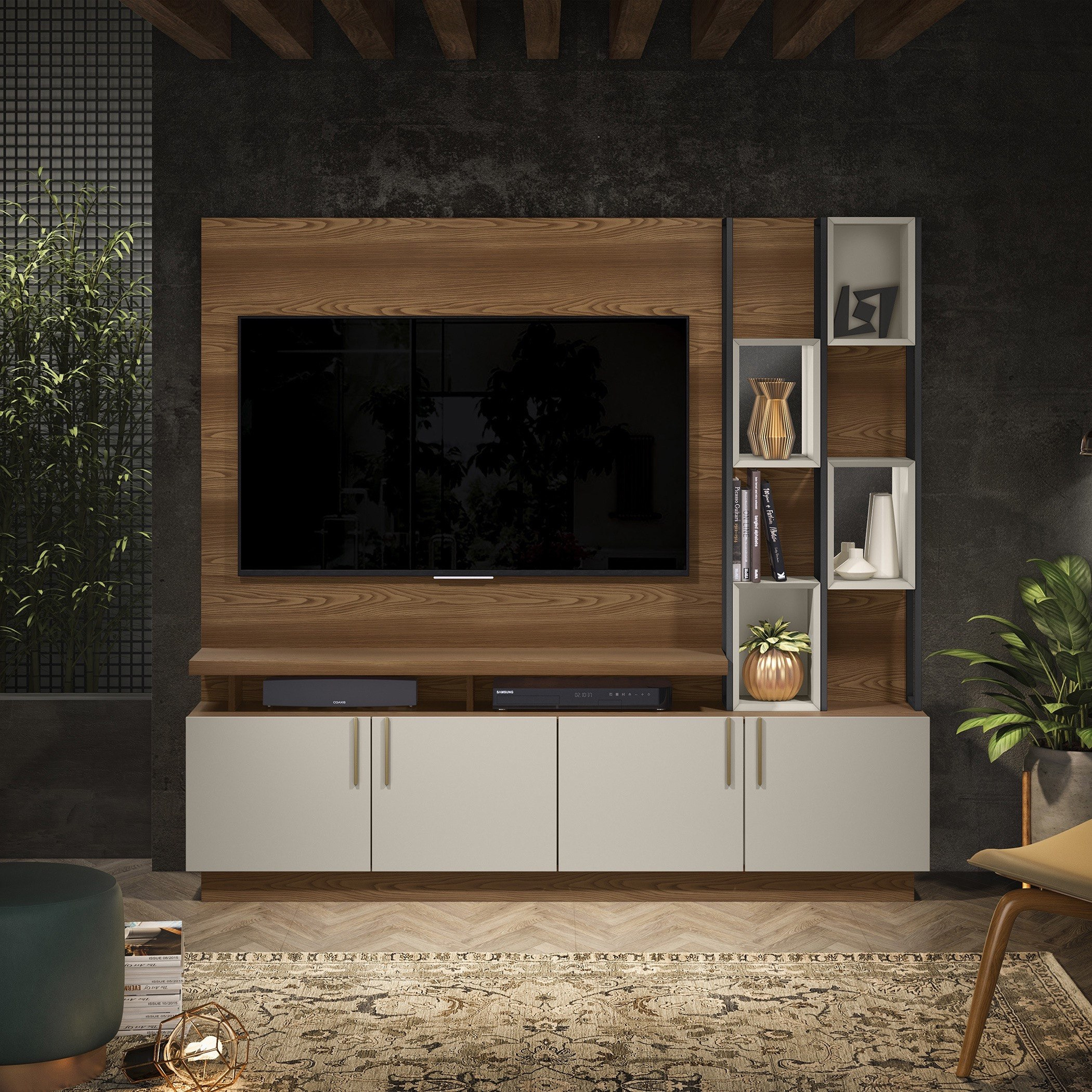 وحدة حائط للتلفزيونات حتى 60 بوصة من لامار-hbxlivingroom-mediaunitsandstorage-wallunits-image-1