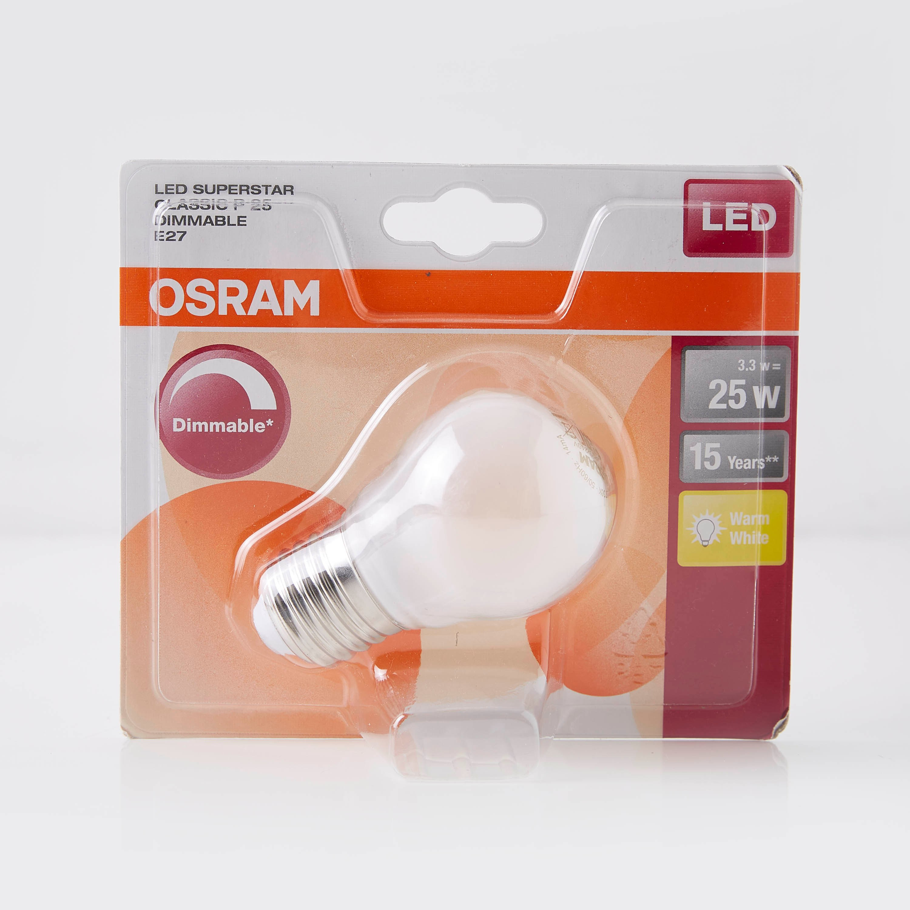 لمبة أل إي دي برغي لوموس اوسرام ديمابل فروستد إي27 3.3 واط - أبيض دافئ-hbxdiningroom-lighting-bulbs-image-4