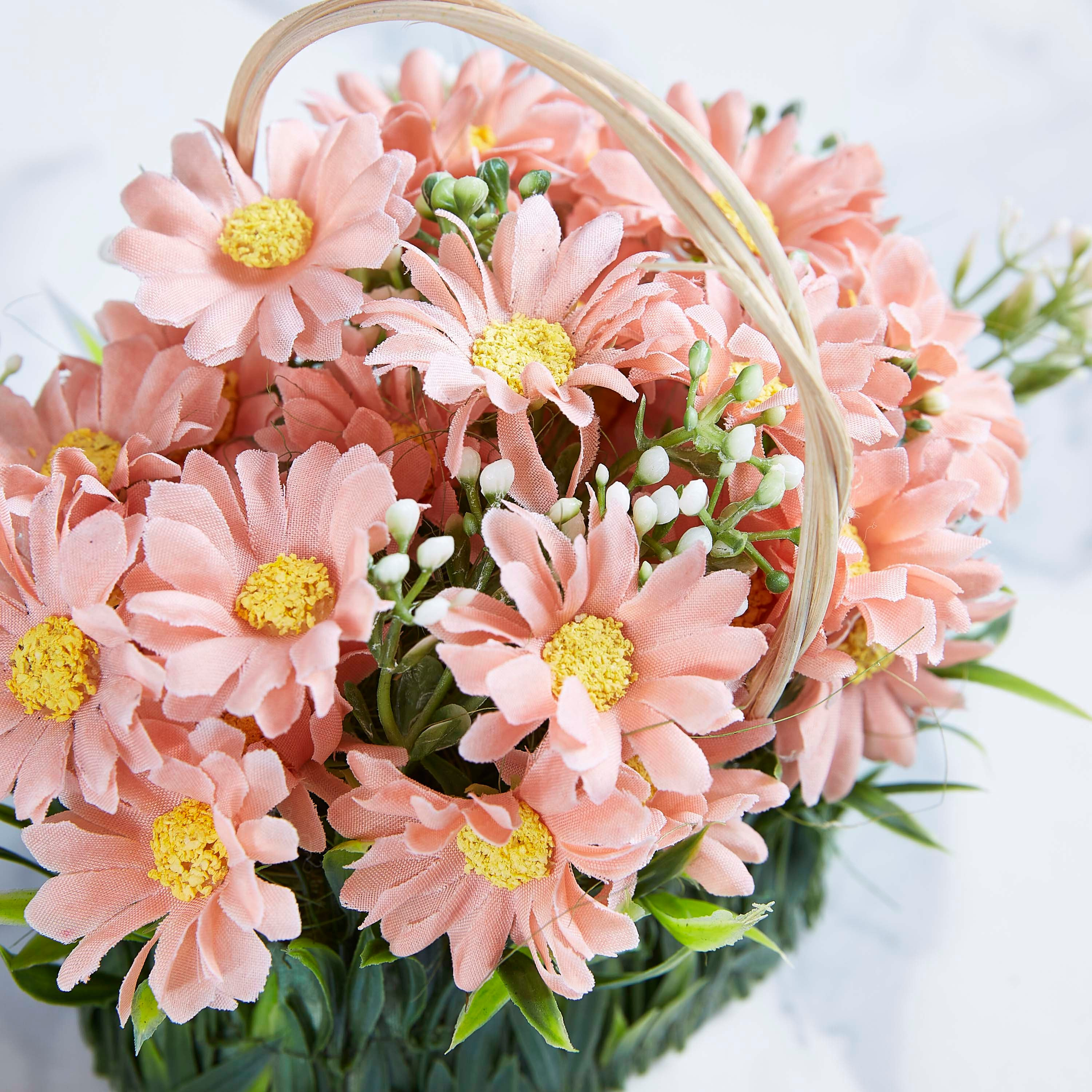 Iris Daisy in Grass Basket-hbxdecorandfurnishings-homeaccessories-artificialflowersandplants-image-2