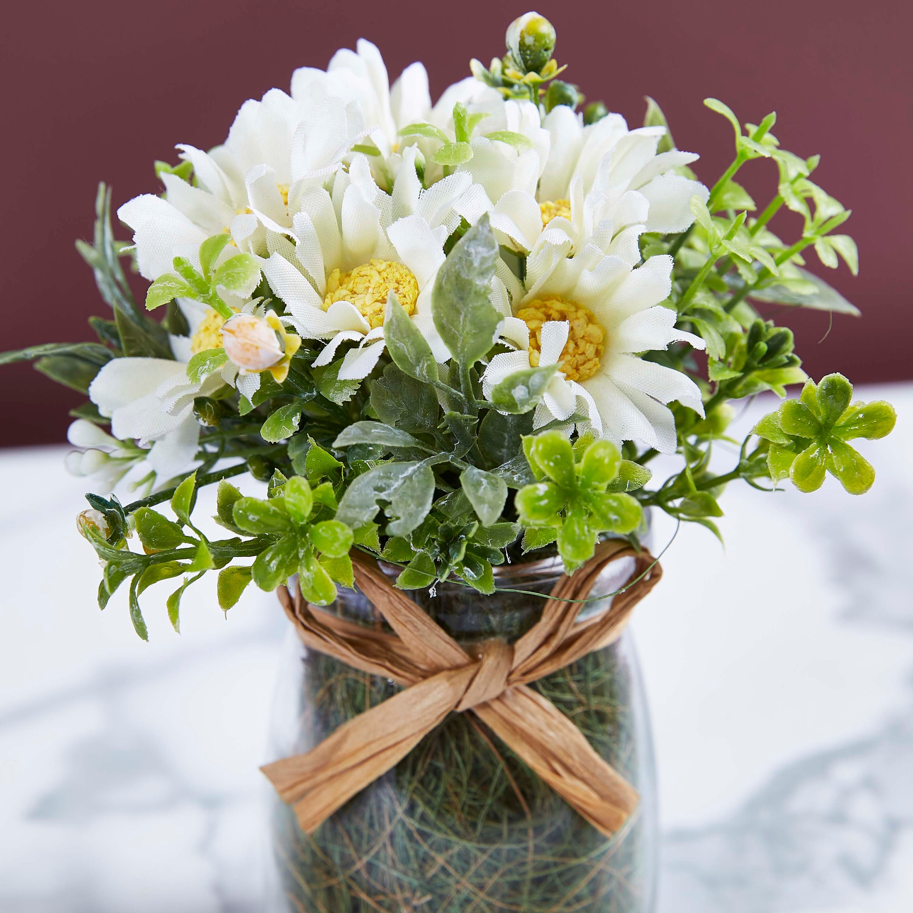 زهرة الأقحوان في وعاء زجاجي-hbxdecorandfurnishings-homeaccessories-artificialflowersandplants-image-2