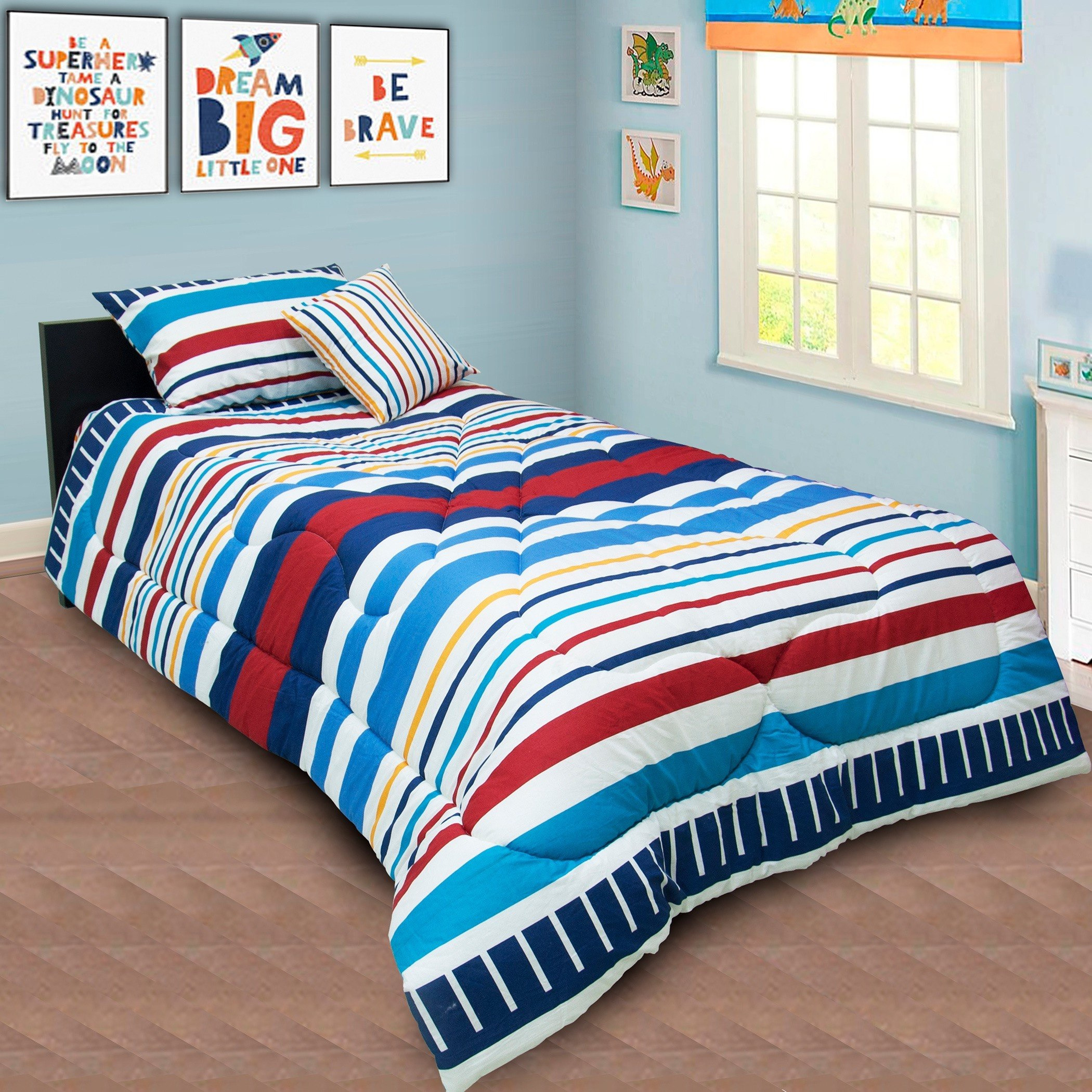 طقم لحاف مزدوج مخطط 3 قطع من هومي - 160x220 سم -hbxhomeware-hbxkidsandyouth-image-1
