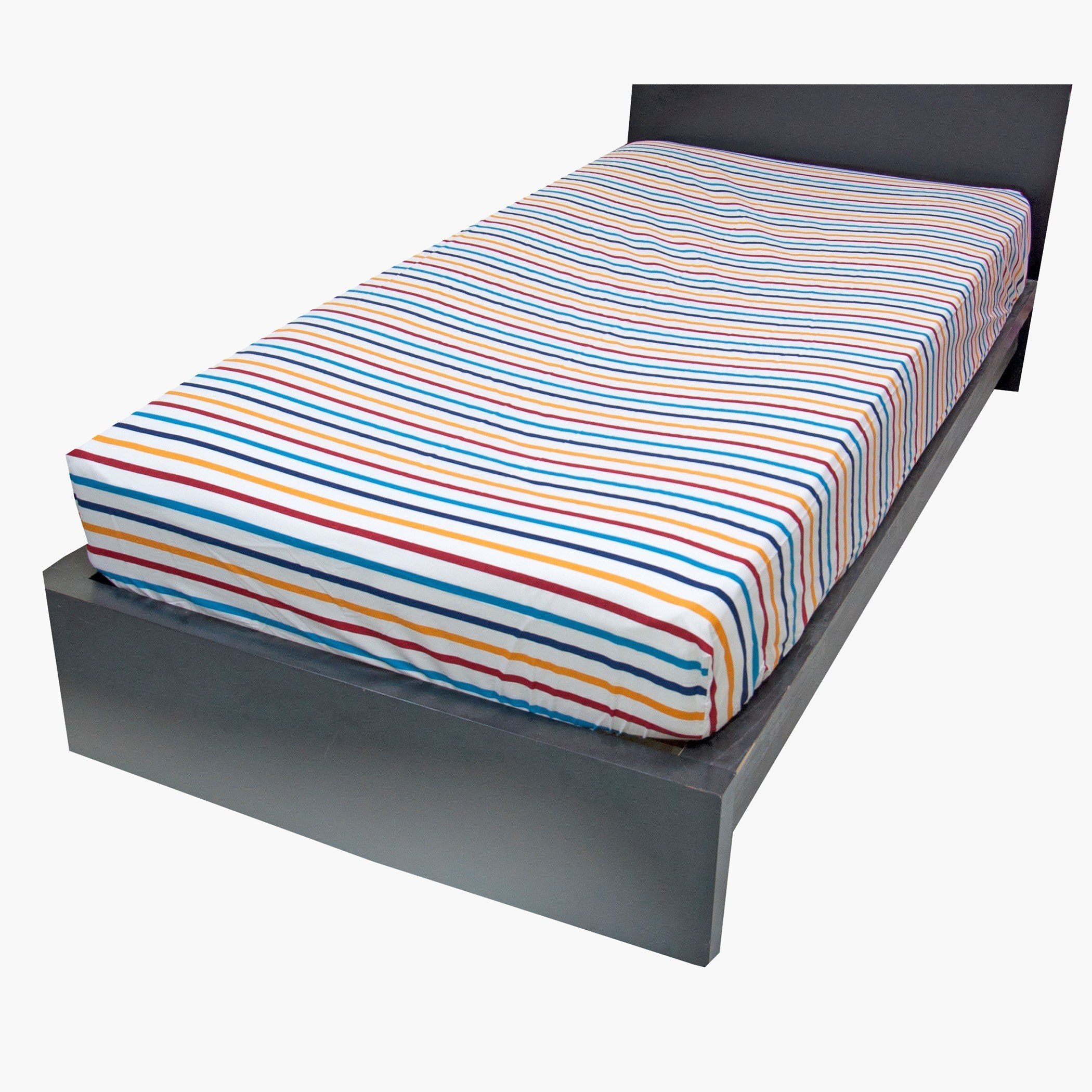 شرشف مطاطي مزدوج مخطط من هومي - 120x200 سم-hbxhomeware-bedding-fittedsheets-image-2