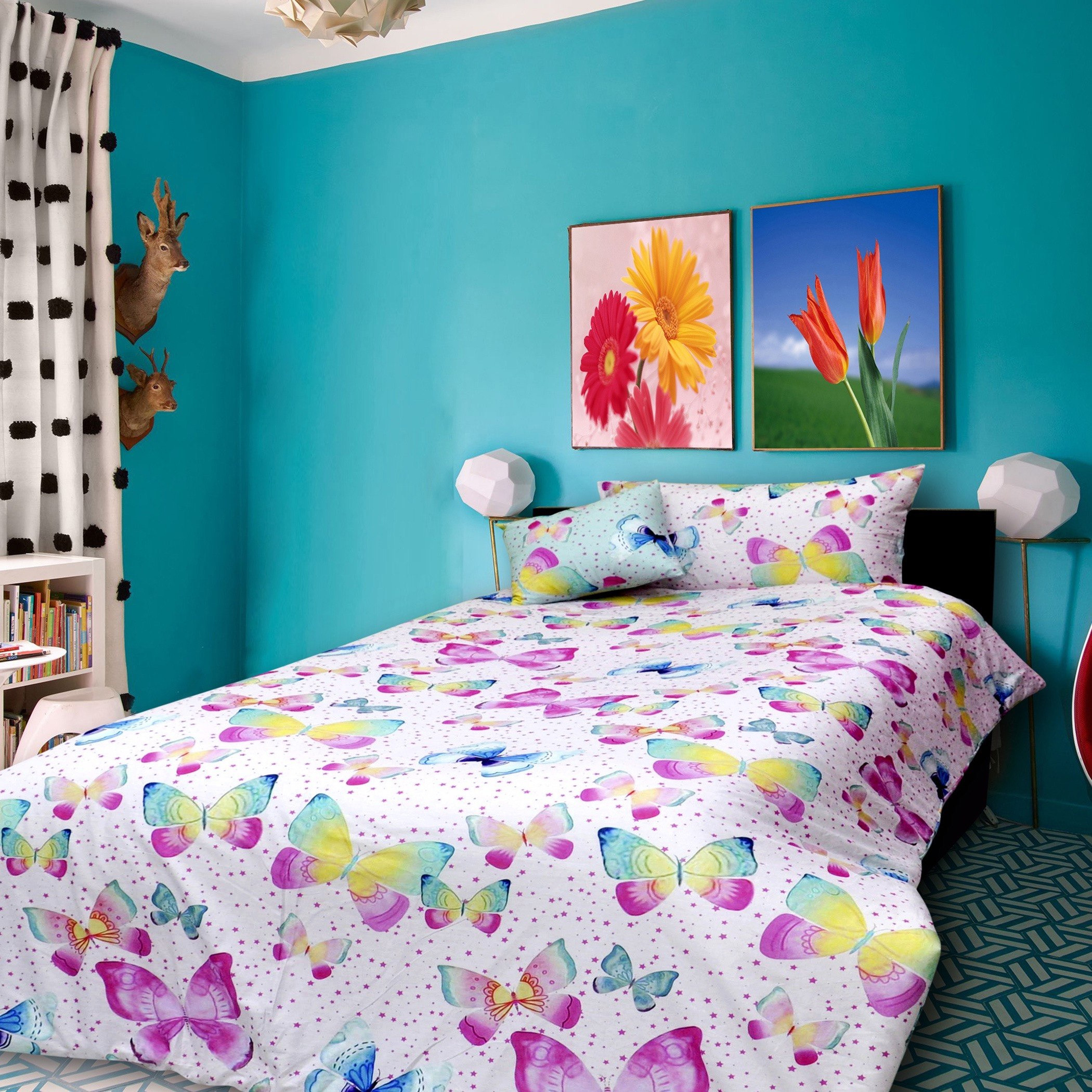 طقم لحاف توين بطبعات فراشات رقميّة 3 قطع من هومي - 160x220 سم-hbxhomeware-hbxkidsandyouth-image-1