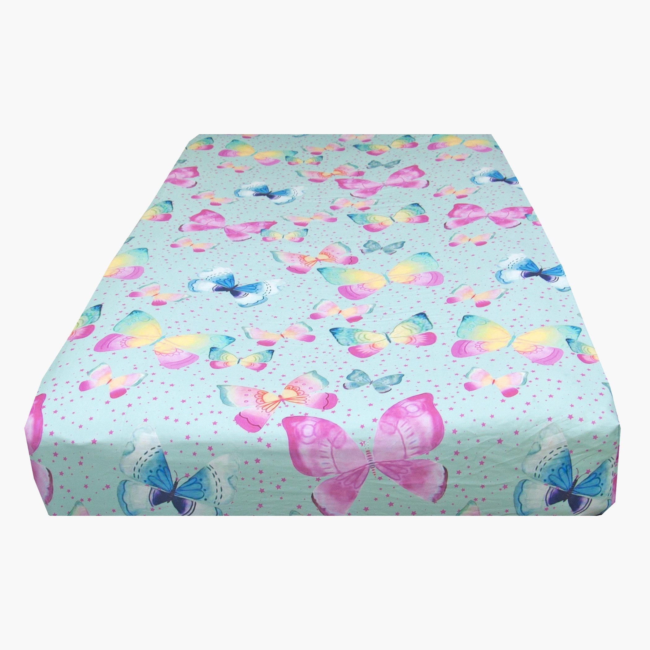 Homey Butterfly Digital Print Twin Size Fitted Sheet - 120x200 cm-hbxhomeware-hbxkidsandyouth-image-2