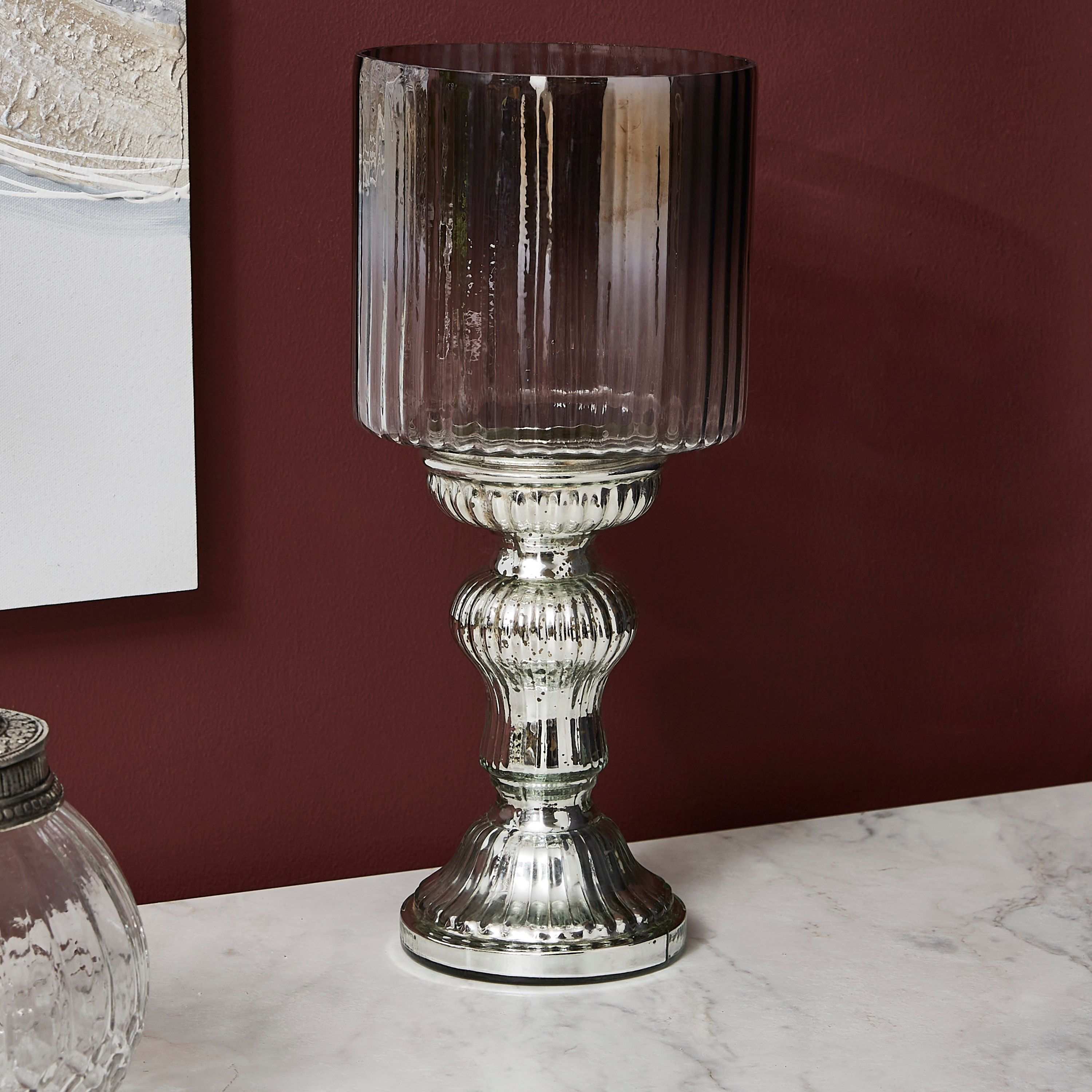 حامل شموع مع فانوس زجاجي من أروها- 34 سم-hbxlivingroom-decorandaccessories-candleholders-image-1
