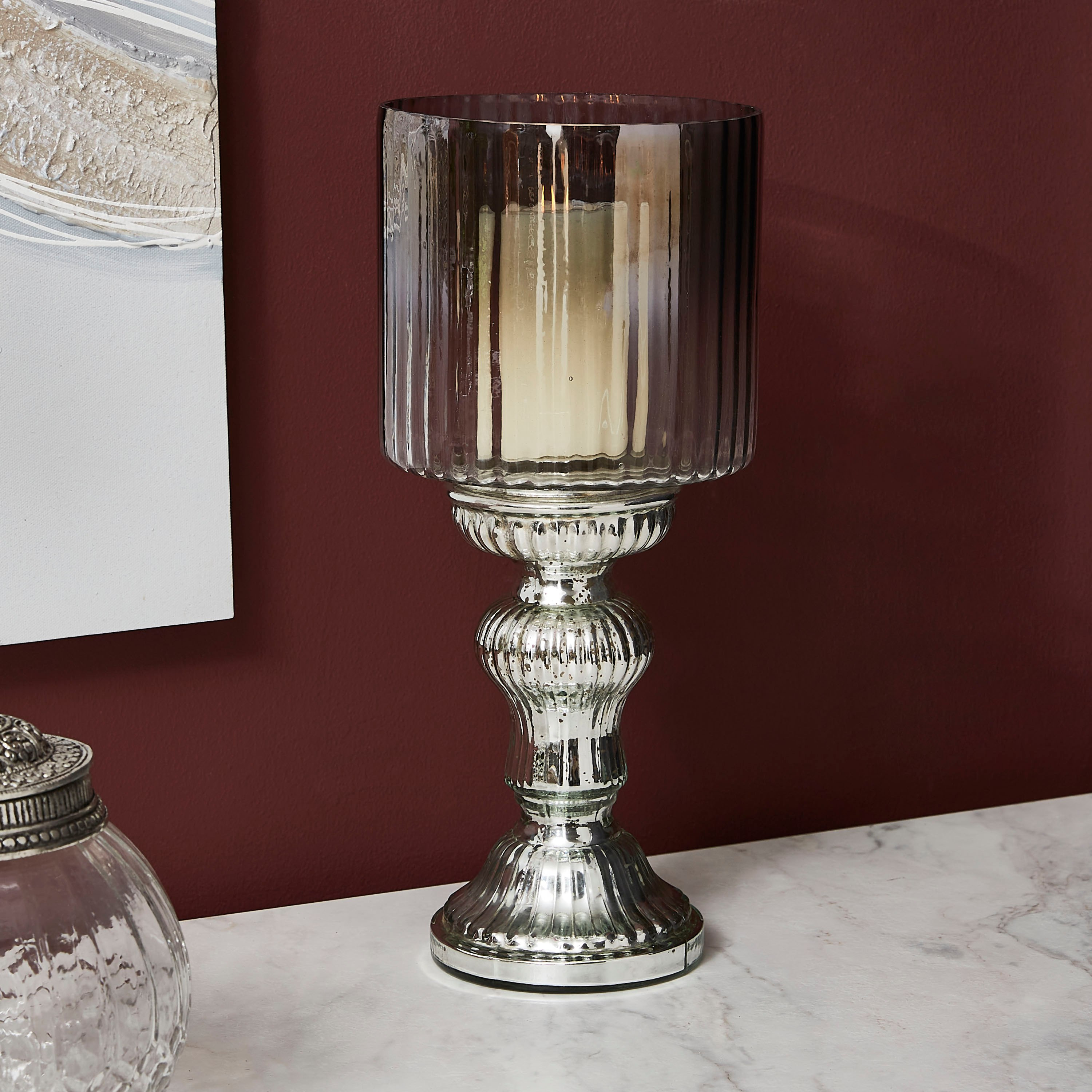حامل شموع مع فانوس زجاجي من أروها- 34 سم-hbxlivingroom-decorandaccessories-candleholders-image-2