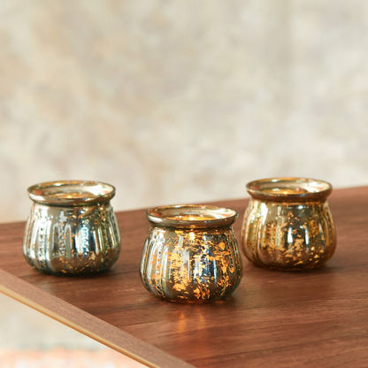 Aroha Glass Ribbed Candleholder - Set of 3