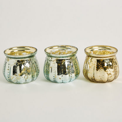 Aroha Glass Ribbed Candleholder - Set of 3