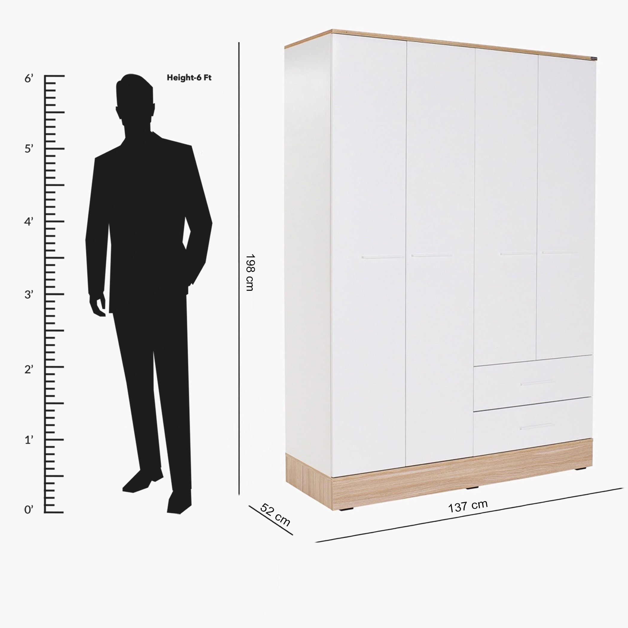 خزانة ملابس 4 أبواب بدرجين - إيفا من موڤو-hbxfurniture-wardrobes-image-13