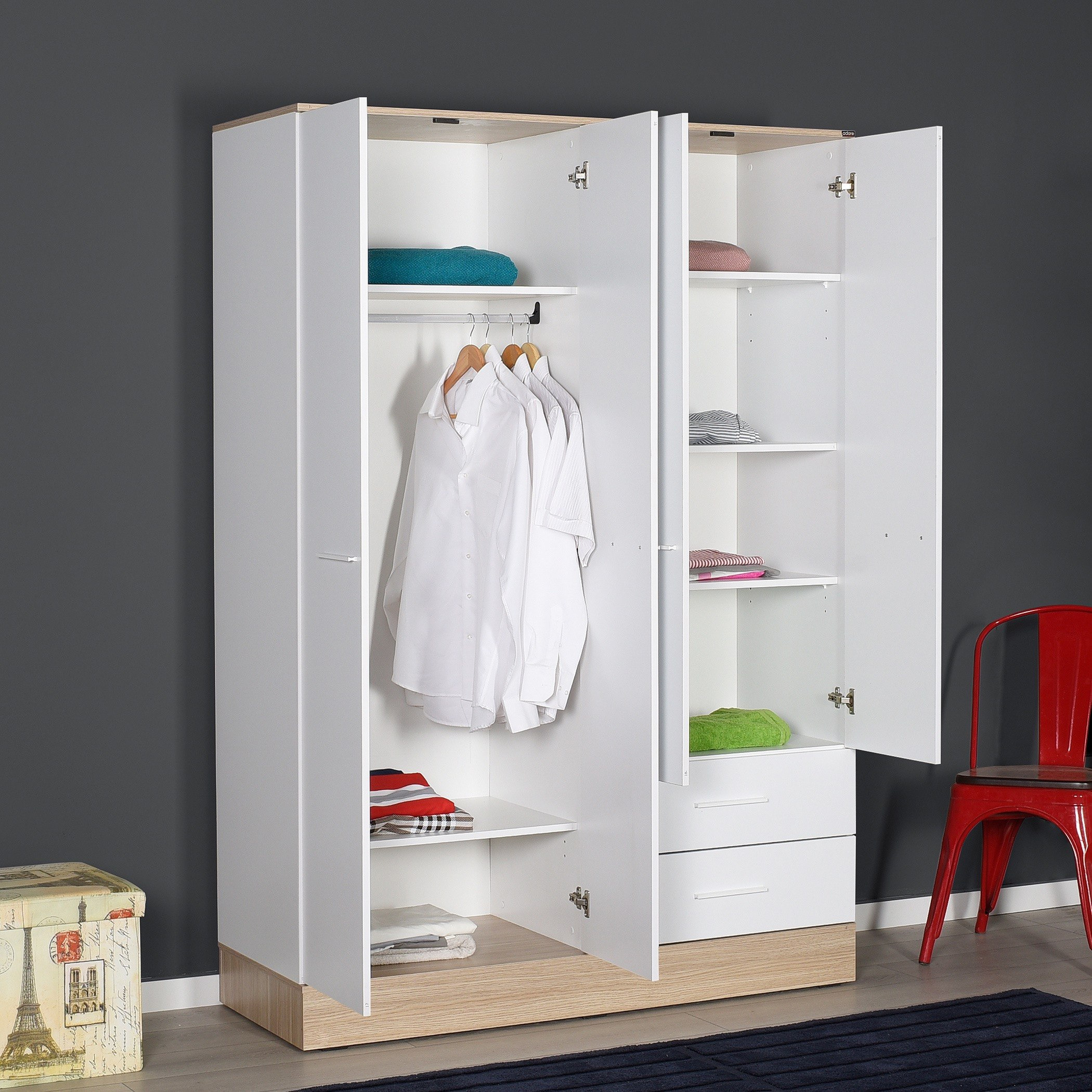 خزانة ملابس 4 أبواب بدرجين - إيفا من موڤو-hbxfurniture-wardrobes-image-4