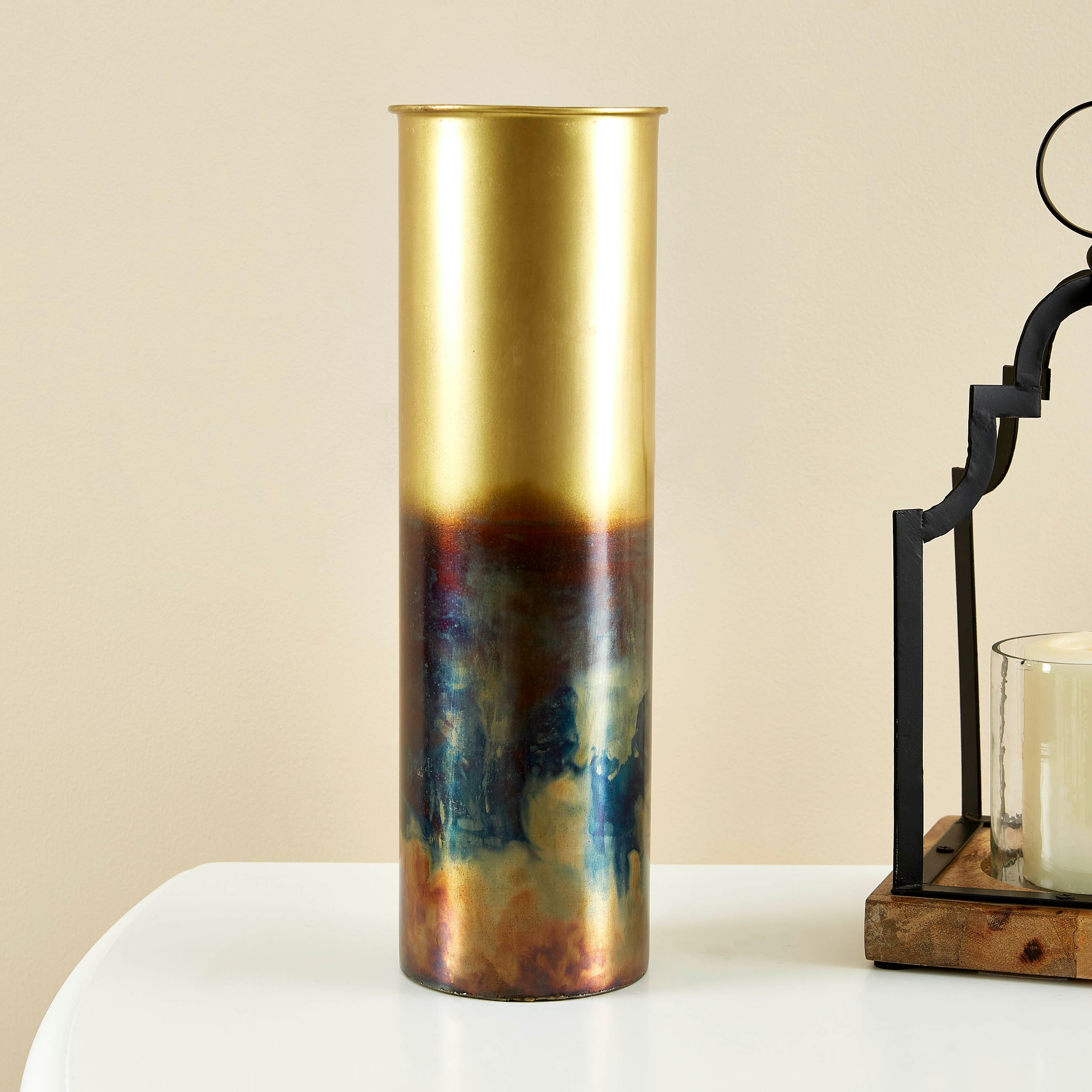 مزهرية بارزة الملمس معدنية بلونين من ميا - 35x10 سم-hbxbedroom-decorandaccessories-vases-image-2