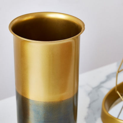Mia Metal Two-Tone Raw Textured Vase - 25x10 cms
