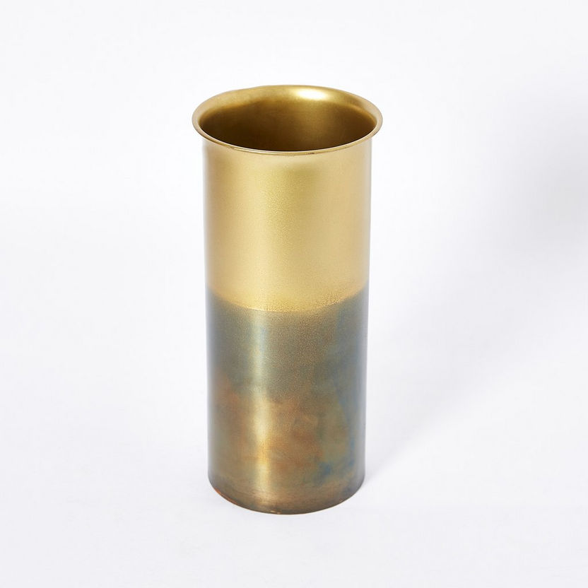Mia Metal Two-Tone Raw Textured Vase - 25x10 cm-Vases-image-5