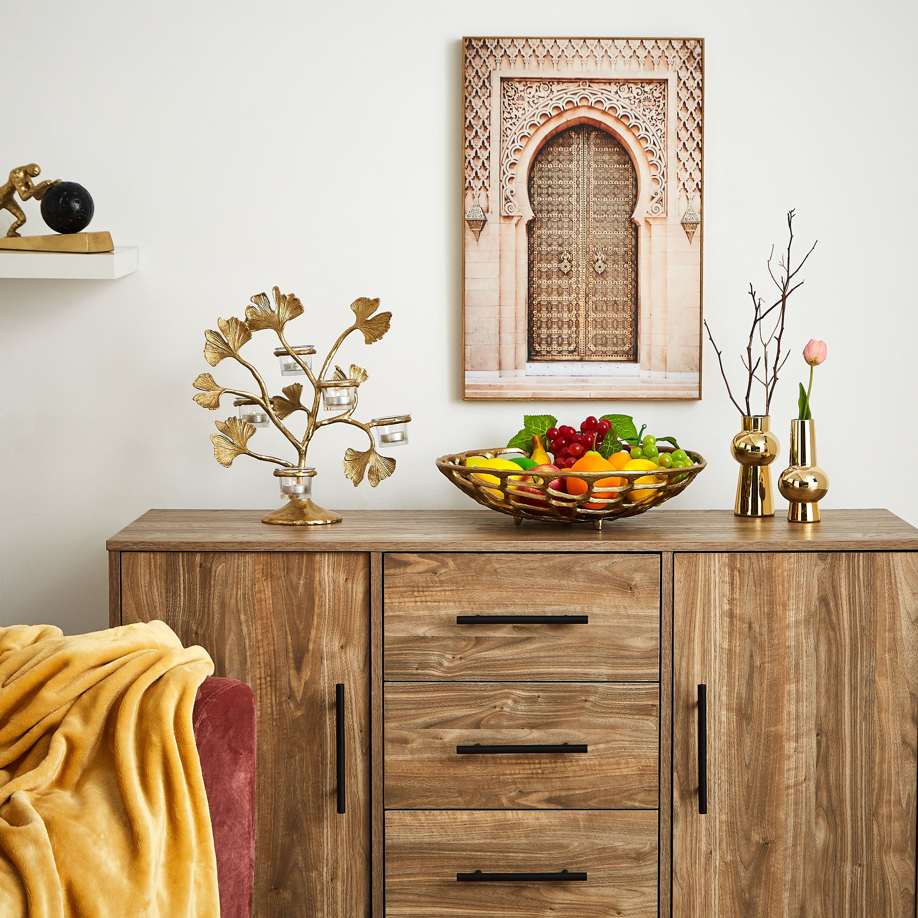 حامل شموع معدني بتصميم ورقة شجر جنكو من ميا-hbxlivingroom-decorandaccessories-candleholders-image-4