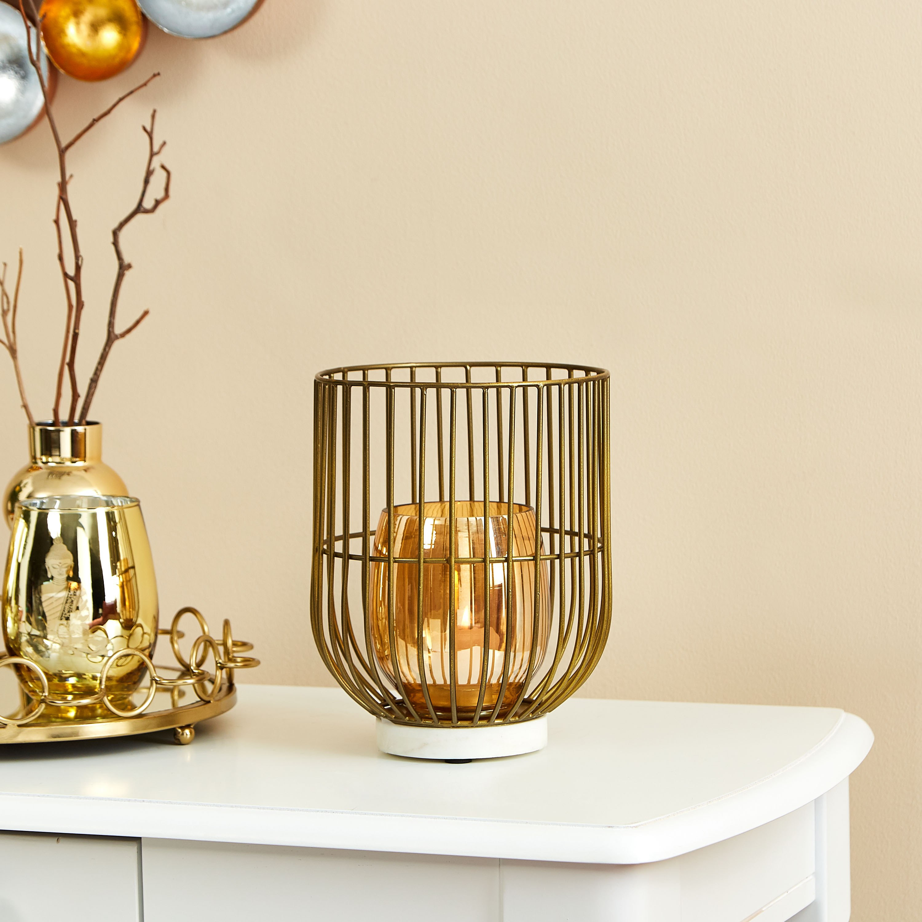 حامل شموع جالي مستقيم معدني من ميا- 22 سم-hbxlivingroom-decorandaccessories-candleholders-image-1