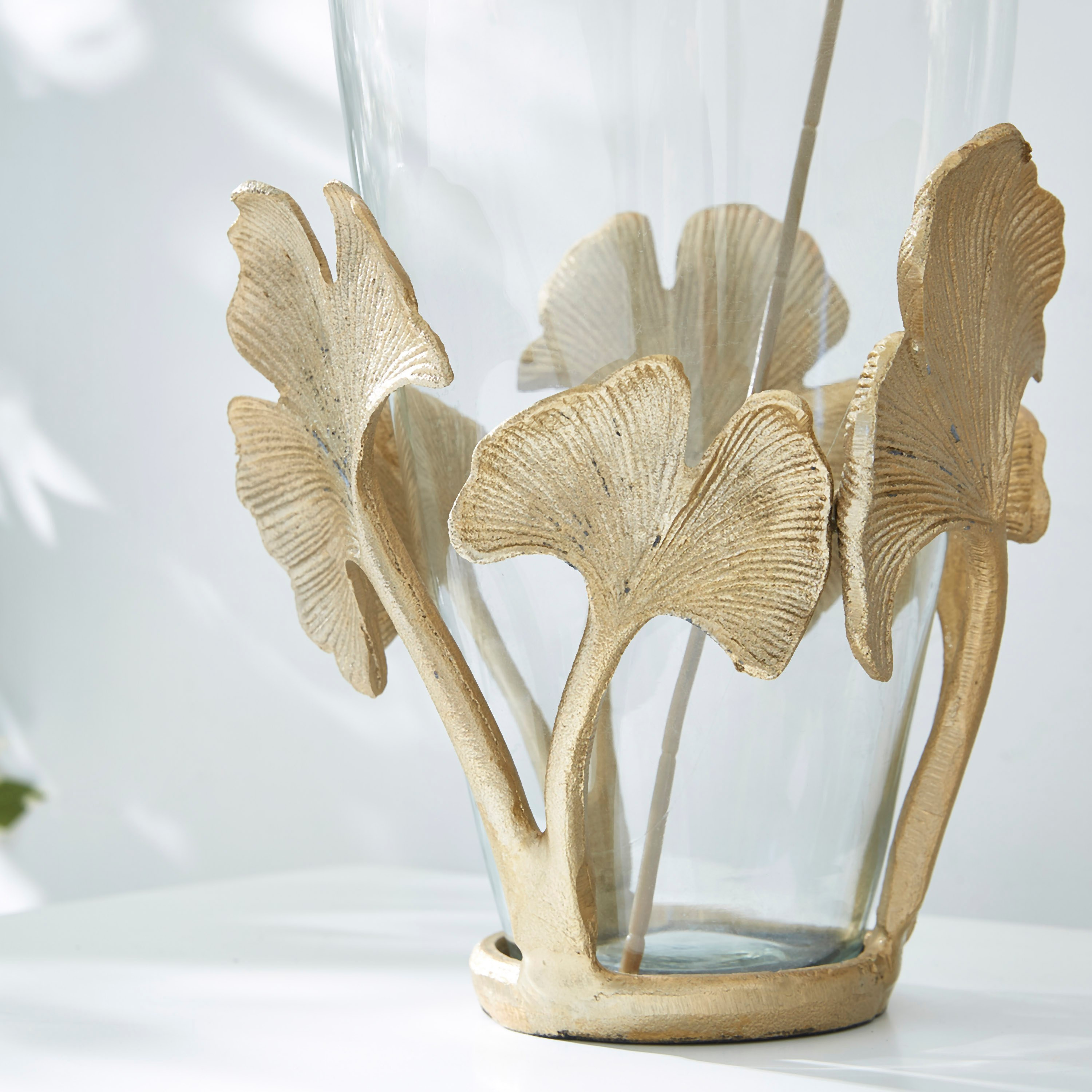 Mia Metal Ginko Leaf Glass Jar Vase-hbxbedroom-decorandaccessories-vases-image-2
