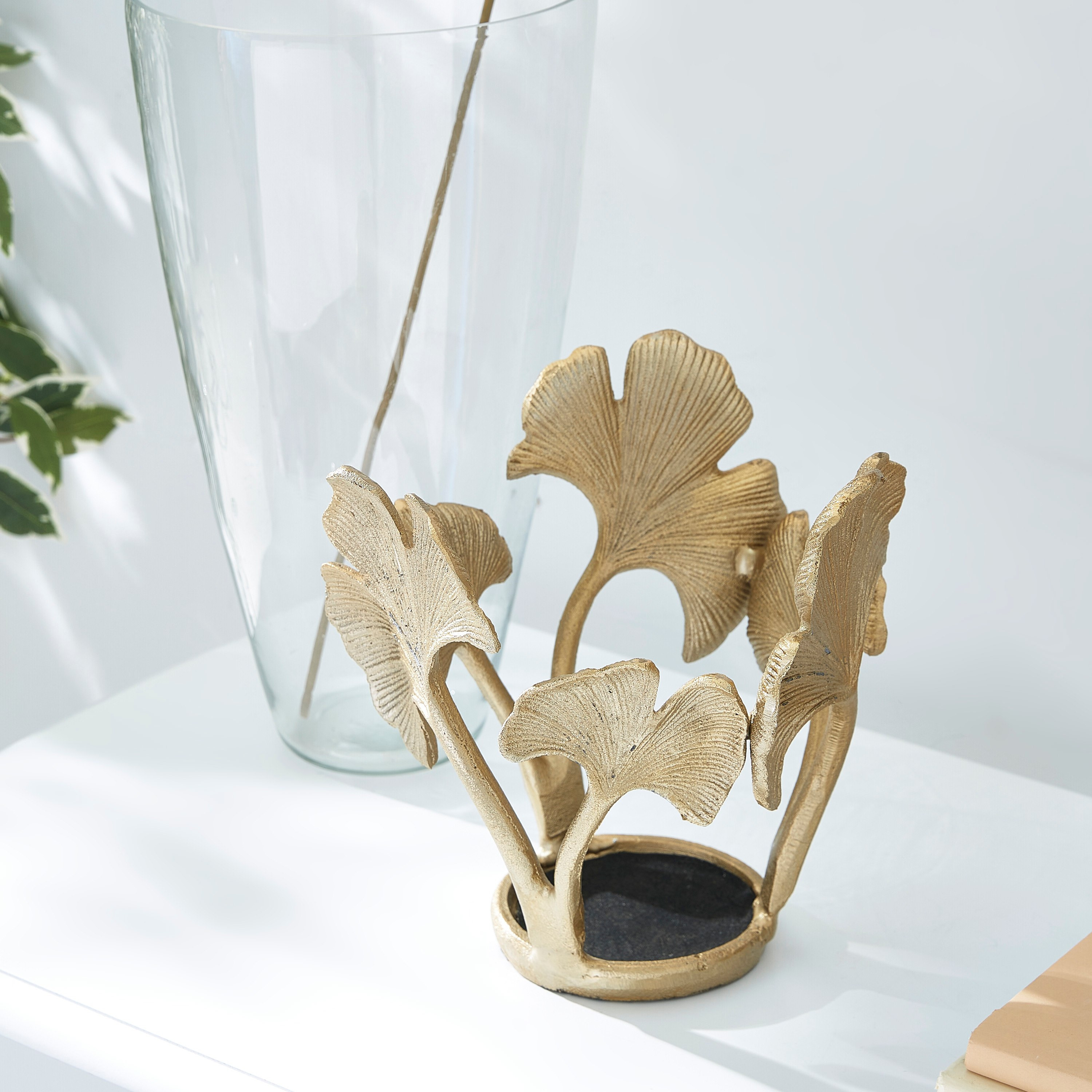 Mia Metal Ginko Leaf Glass Jar Vase-hbxbedroom-decorandaccessories-vases-image-3
