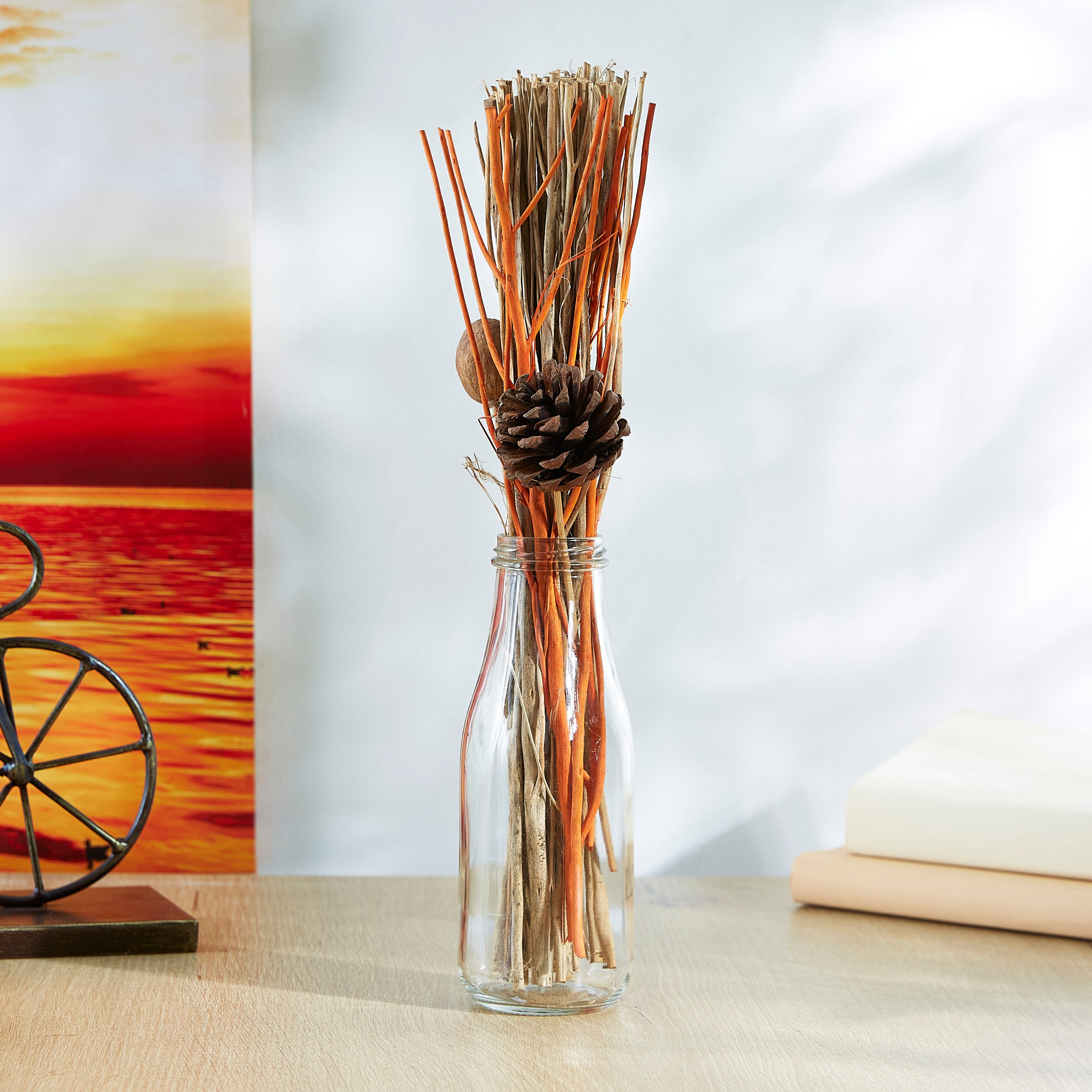 Livia Artificial Plant in Glass Bottle - 30 cm-hbxdecorandfurnishings-homeaccessories-artificialflowersandplants-image-1