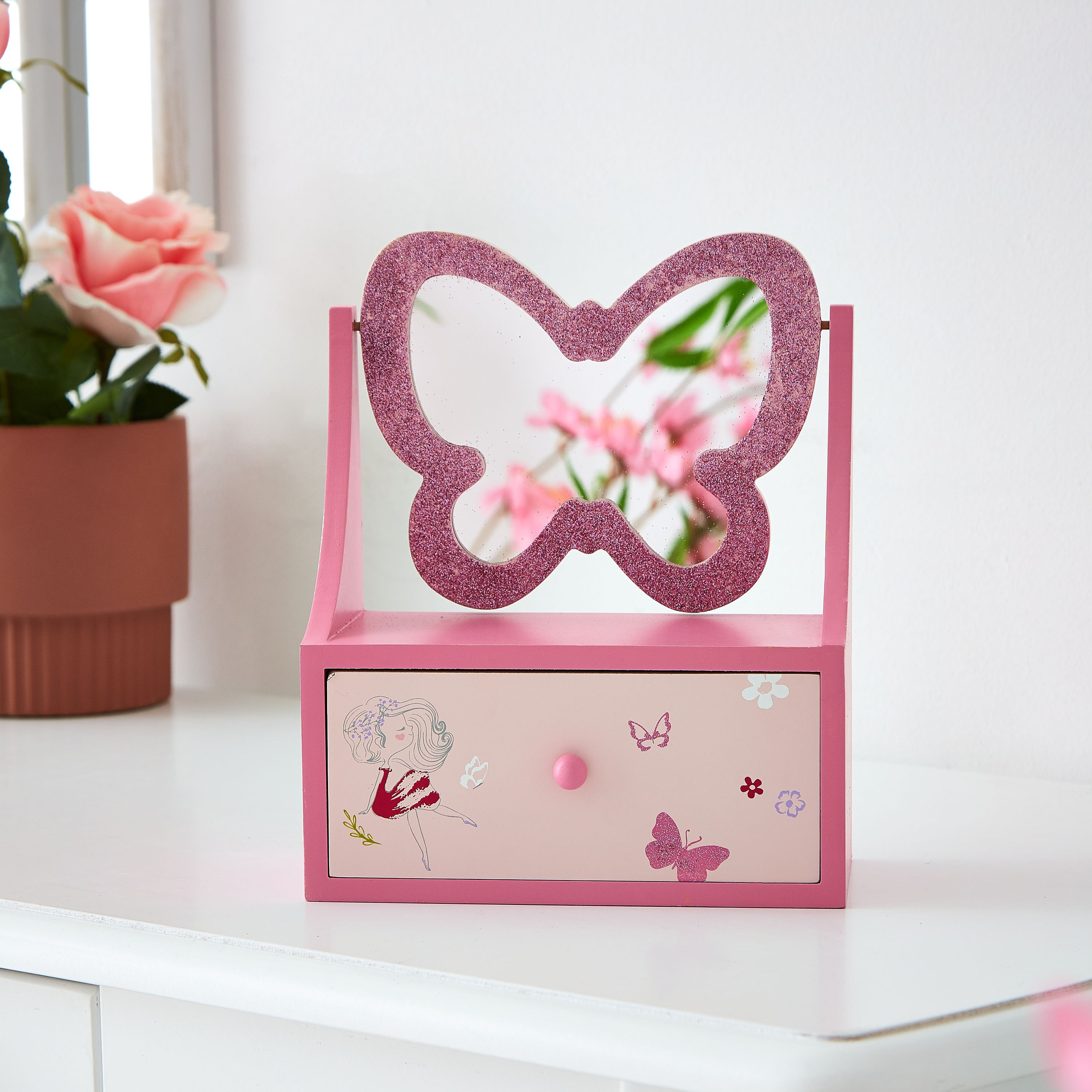 مرآة تزيين بطبعات فراشة جليتر مع درج-hbxhomeware-homedecor-figurinesandornaments-image-1