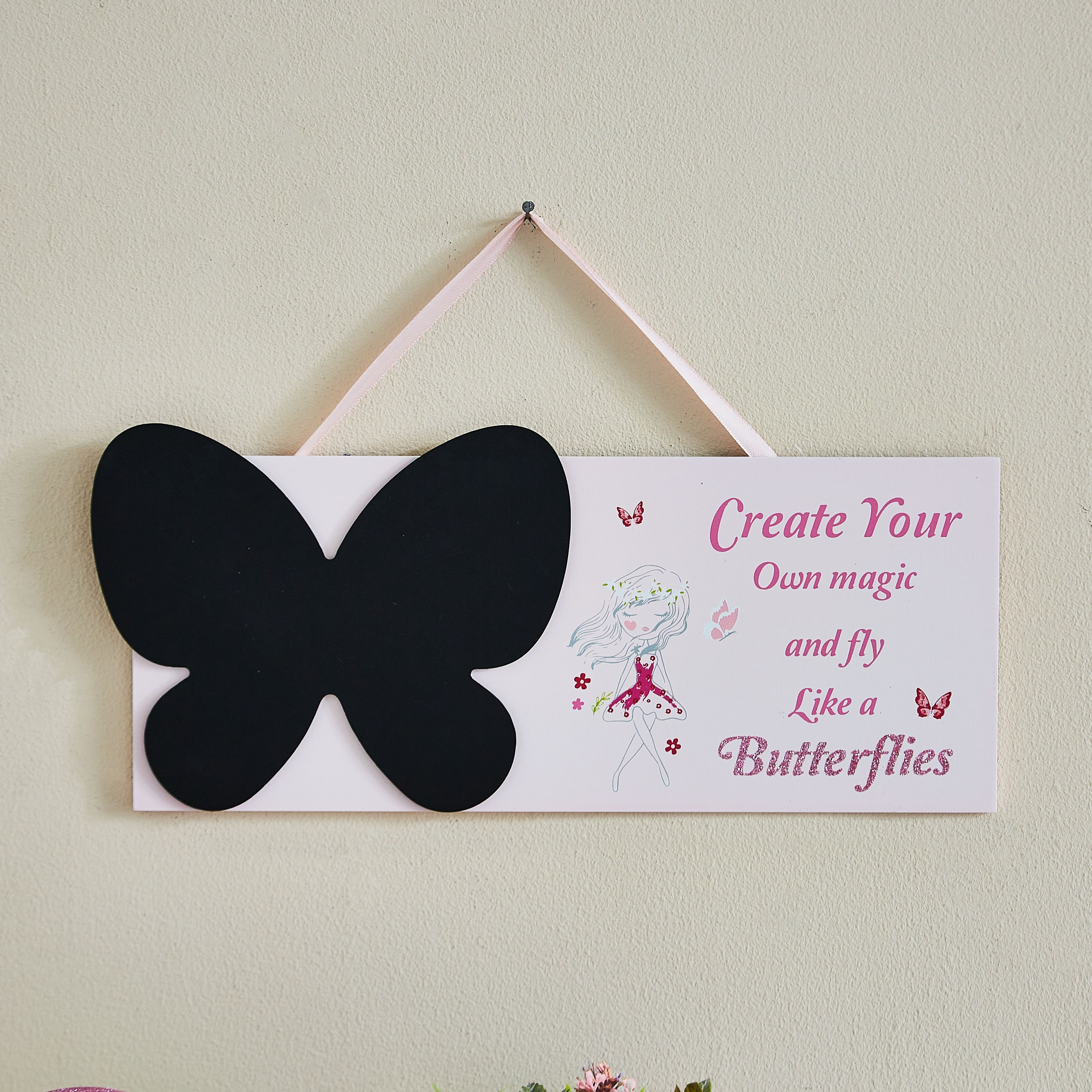لوحة حائط بطبعات وسبّورة بشكل فراشة جليتر - 35.5x0.9x15 سم-hbxhomeware-hbxkidsandyouth-image-1