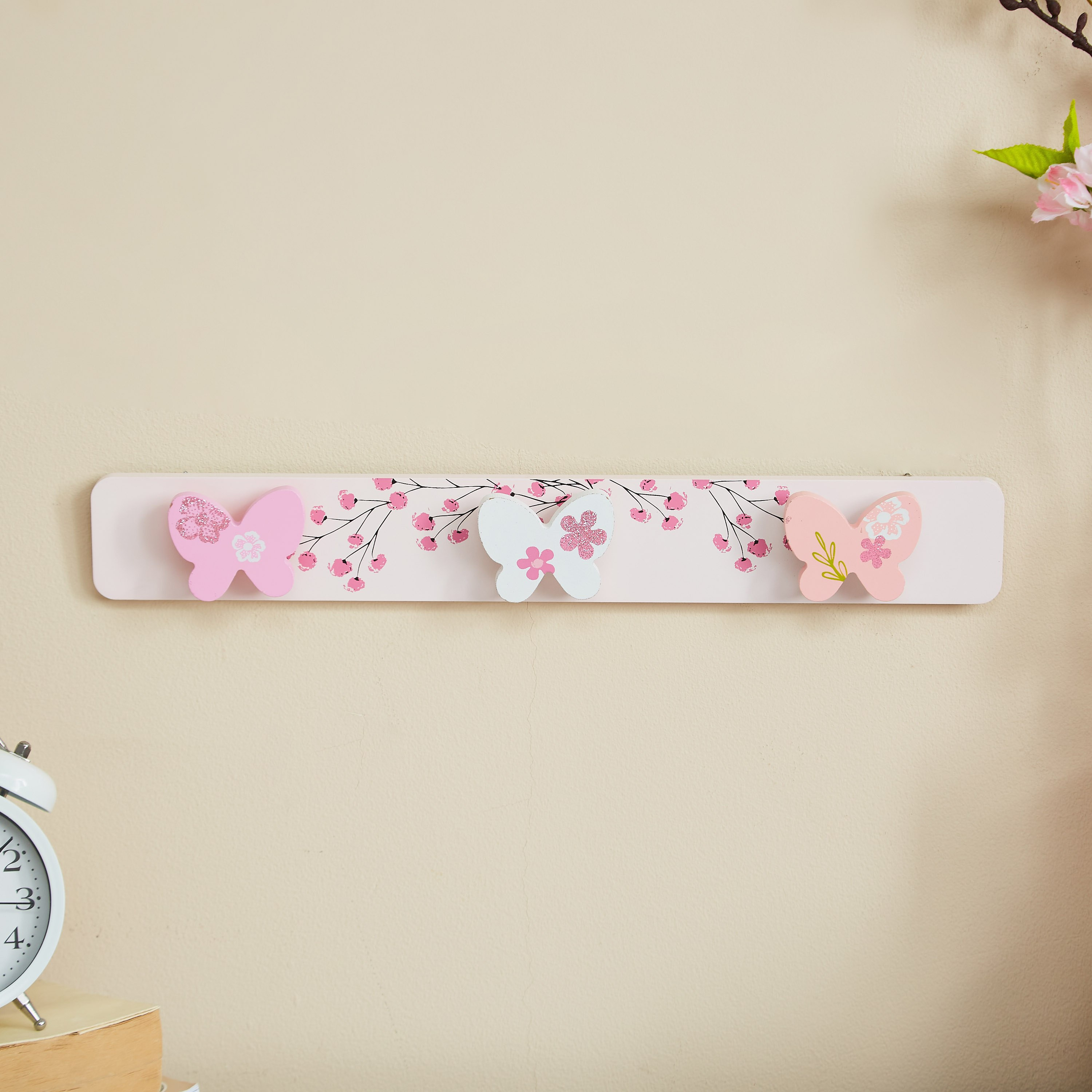 خطاف حائط بتزينات فراشة - 40 × 5 × 2 سم-hbxhomeware-hbxkidsandyouth-image-1
