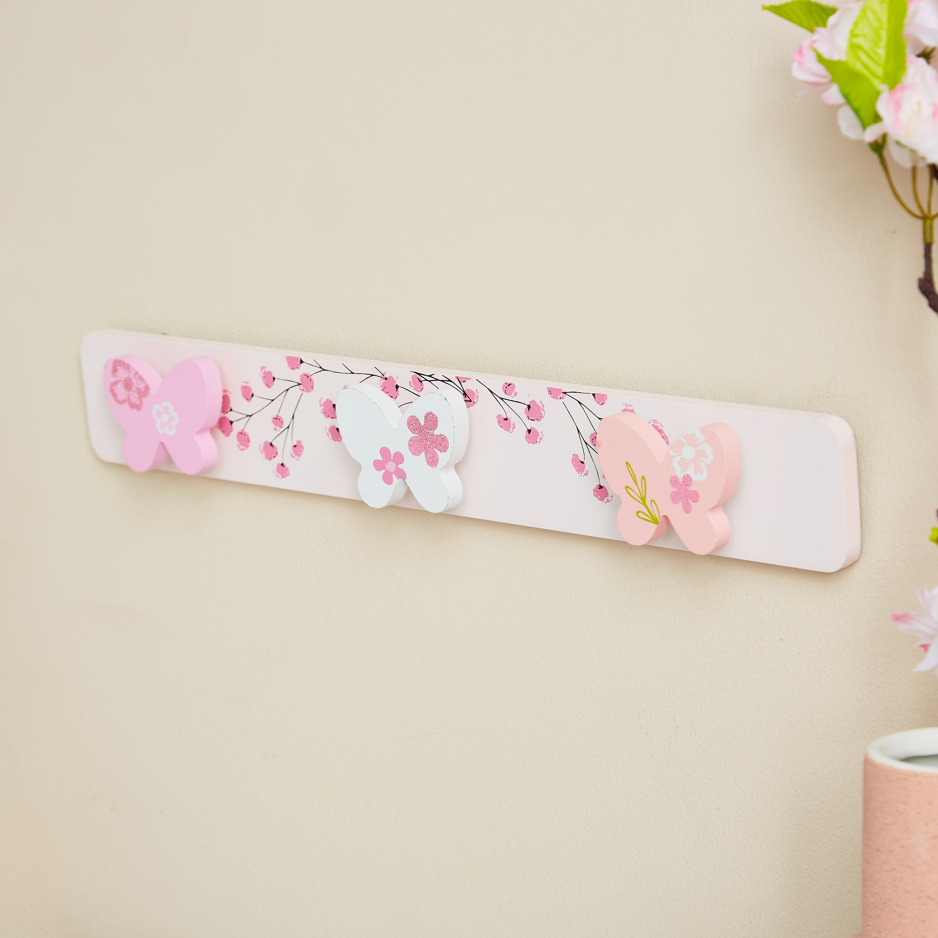خطاف حائط بتزينات فراشة - 40 × 5 × 2 سم-hbxhomeware-hbxkidsandyouth-image-2