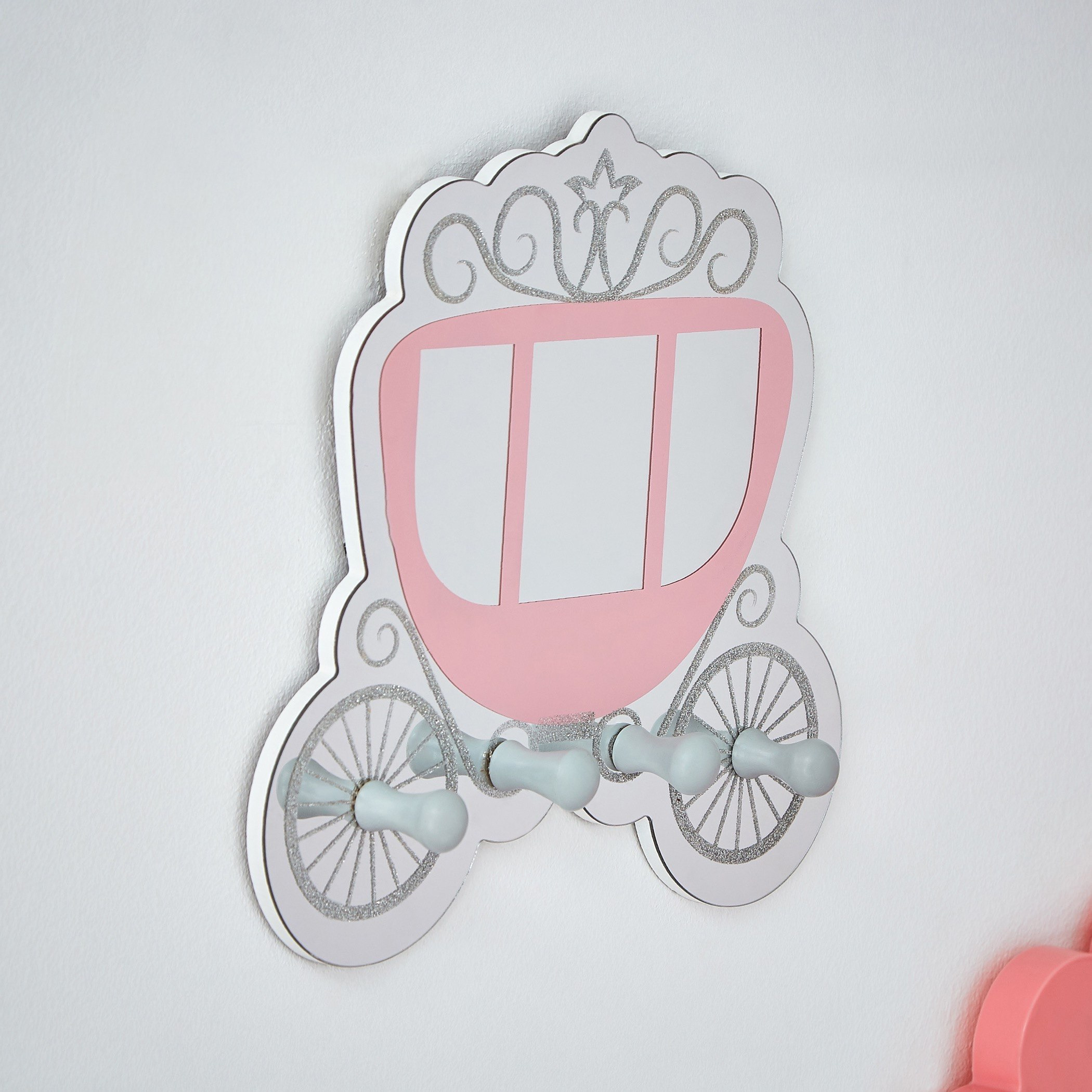 مرآة على شكل عربة مع علّاقة حائط - 24x8x28 سم-hbxhomeware-hbxkidsandyouth-image-2