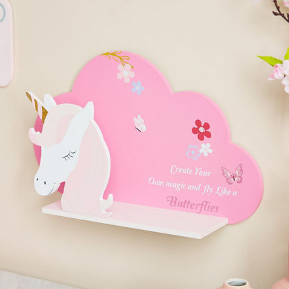 Unicorn Glitter Wall Shelf - 44x27x9 cms