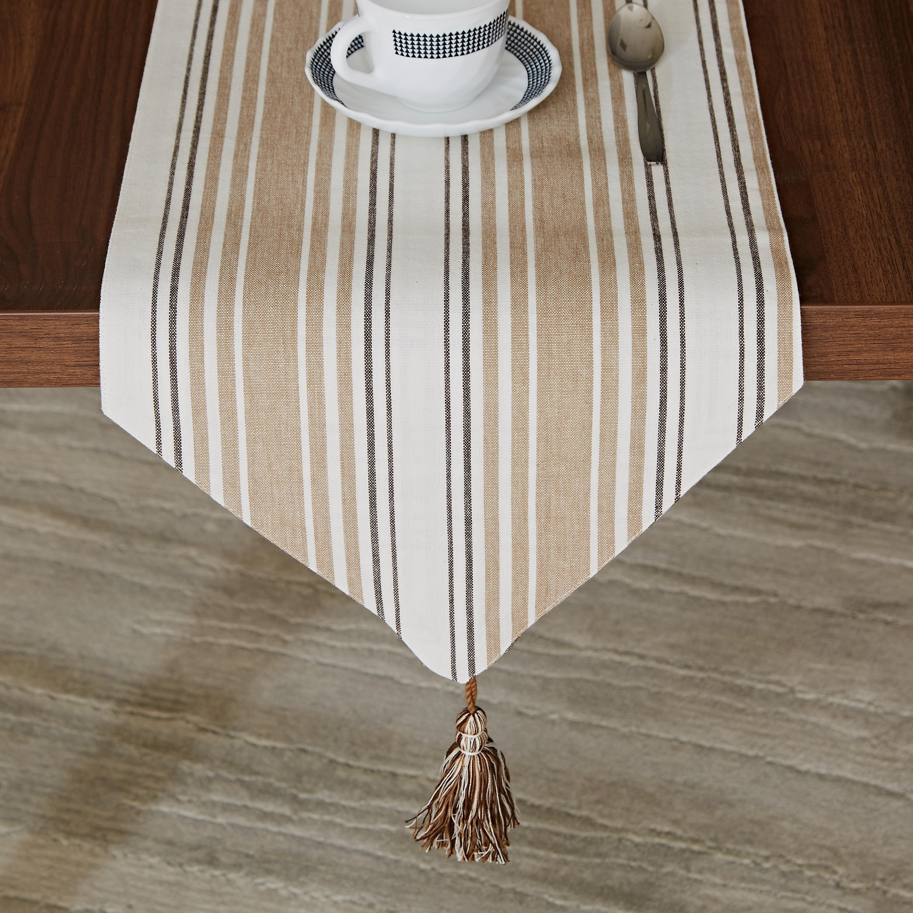 غطاء طاولة قابل للانعكاس من القطن المصبوغ بخيوط آشر - 33x180 سم-hbxdecorandfurnishings-homefurnishings-tablelinens-image-1