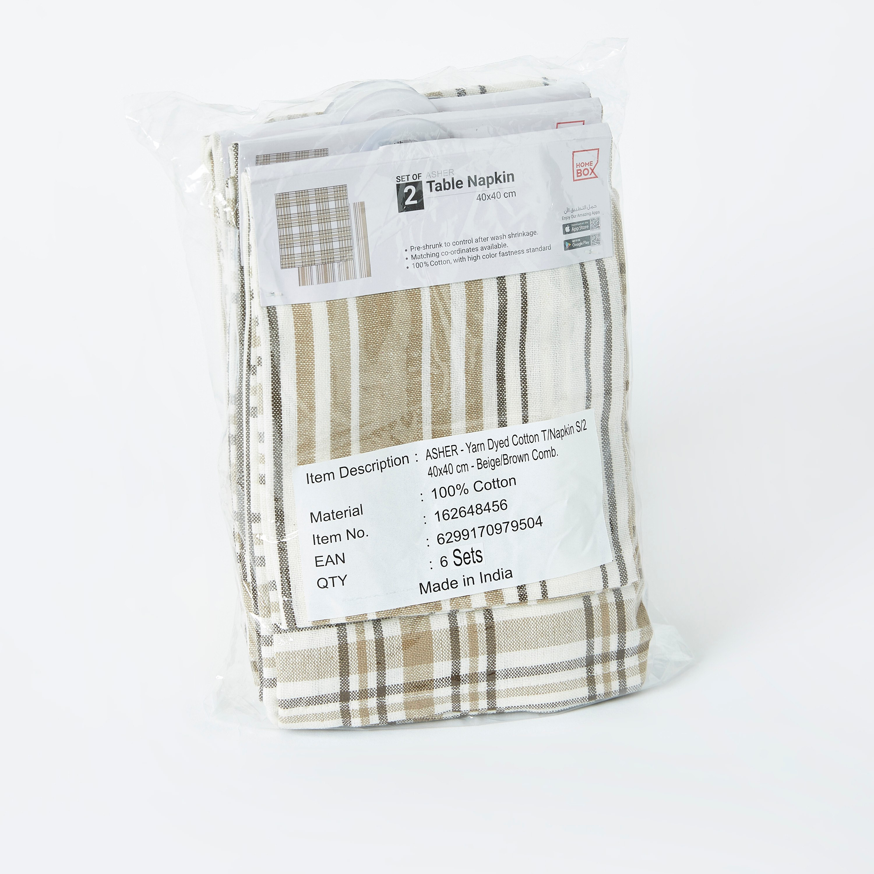 Asher 2-Piece Yarn Dyed Cotton Napkin Set - 40x40 cm-hbxdecorandfurnishings-homefurnishings-tablelinens-image-4