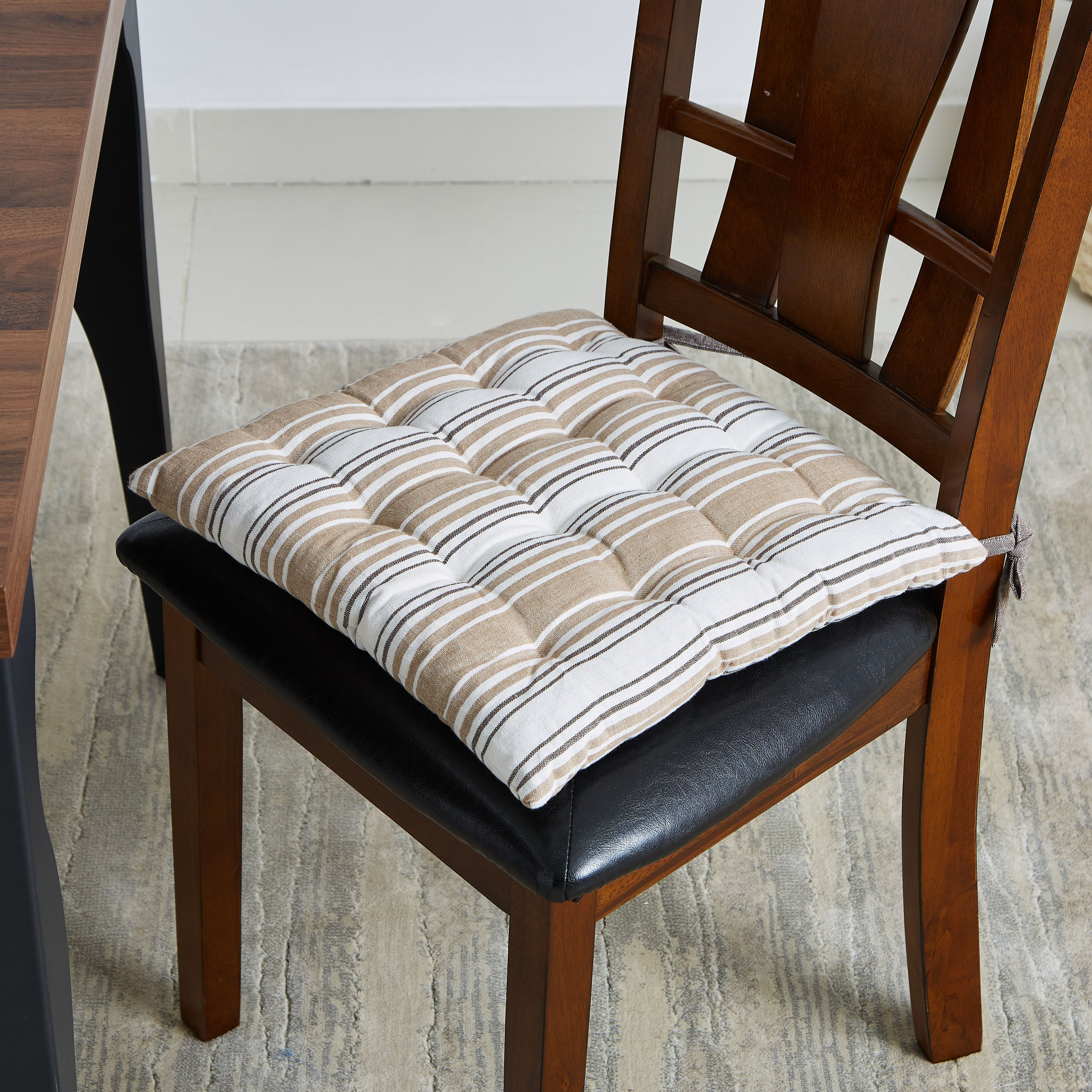 Asher Yarn Dyed Cotton Chair Pad - 40x40 cm-hbxhomeware-hbxdecorandfurnishings-image-1