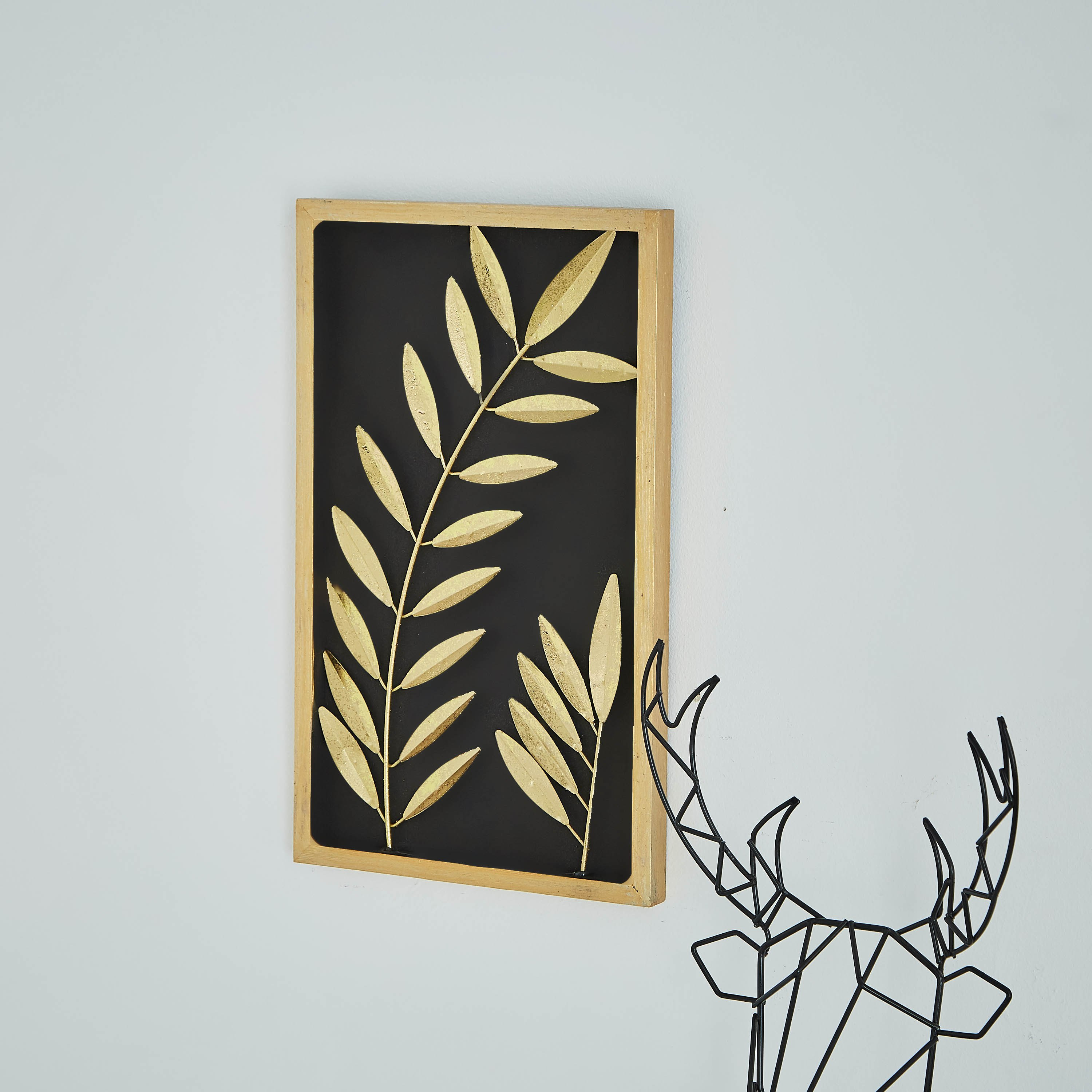 زينة حائط معدنية بتصميم أوراق شجر فيرن من لاتن - 23x2x38 سم-hbxlivingroom-walldecor-wallart-image-2