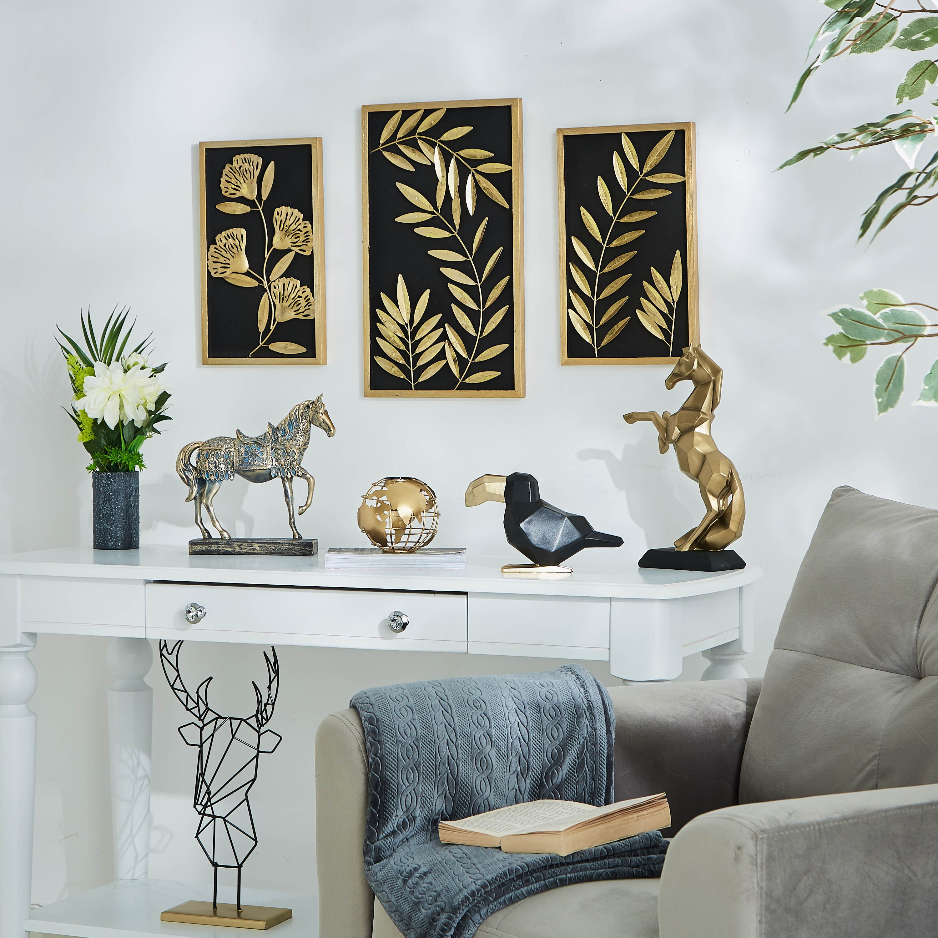 زينة حائط معدنية بتصميم أوراق شجر فيرن من لاتن - 23x2x38 سم-hbxlivingroom-walldecor-wallart-image-4