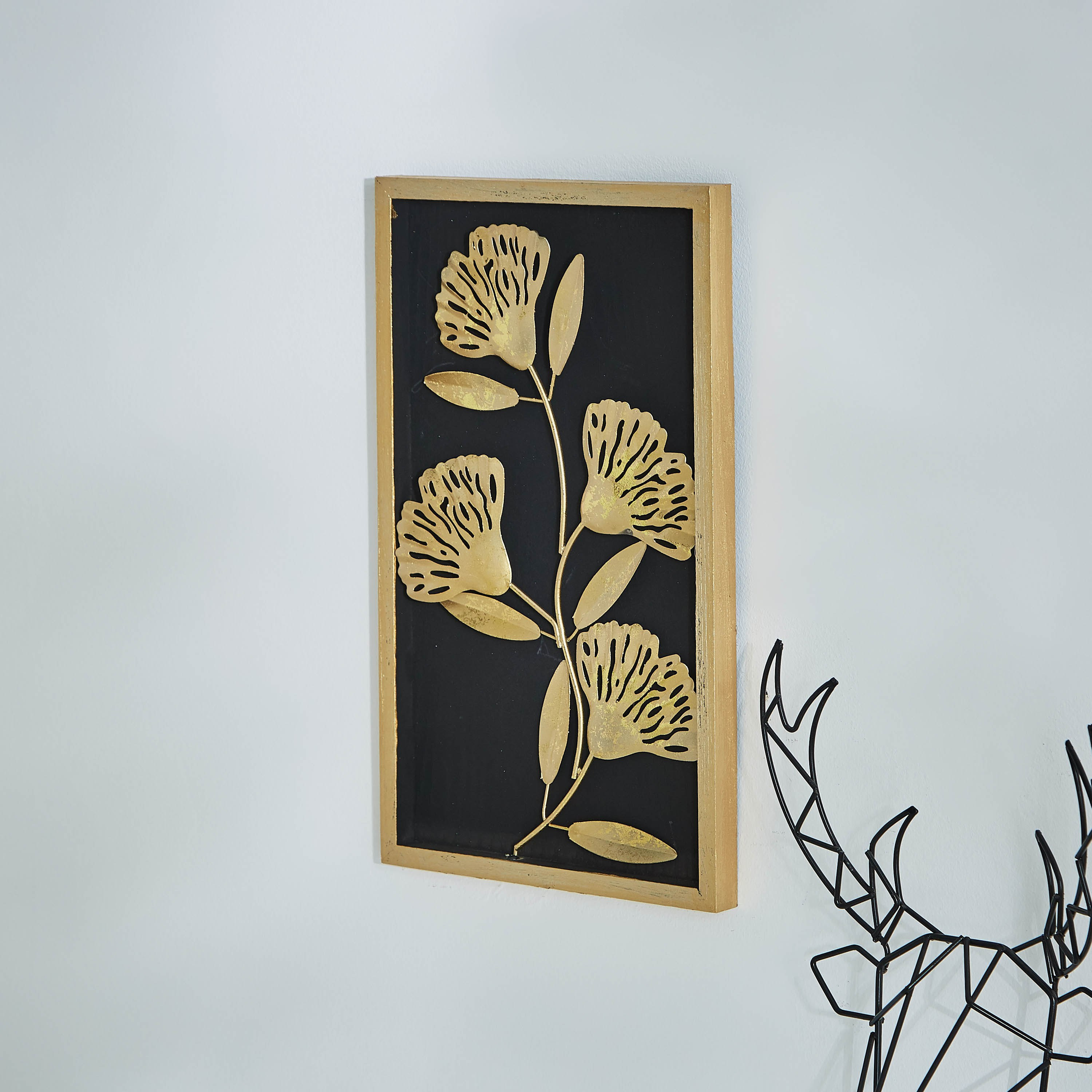 زينة حائط ميتاليك زهور وورق شجر - لاتين-hbxlivingroom-walldecor-wallart-image-2