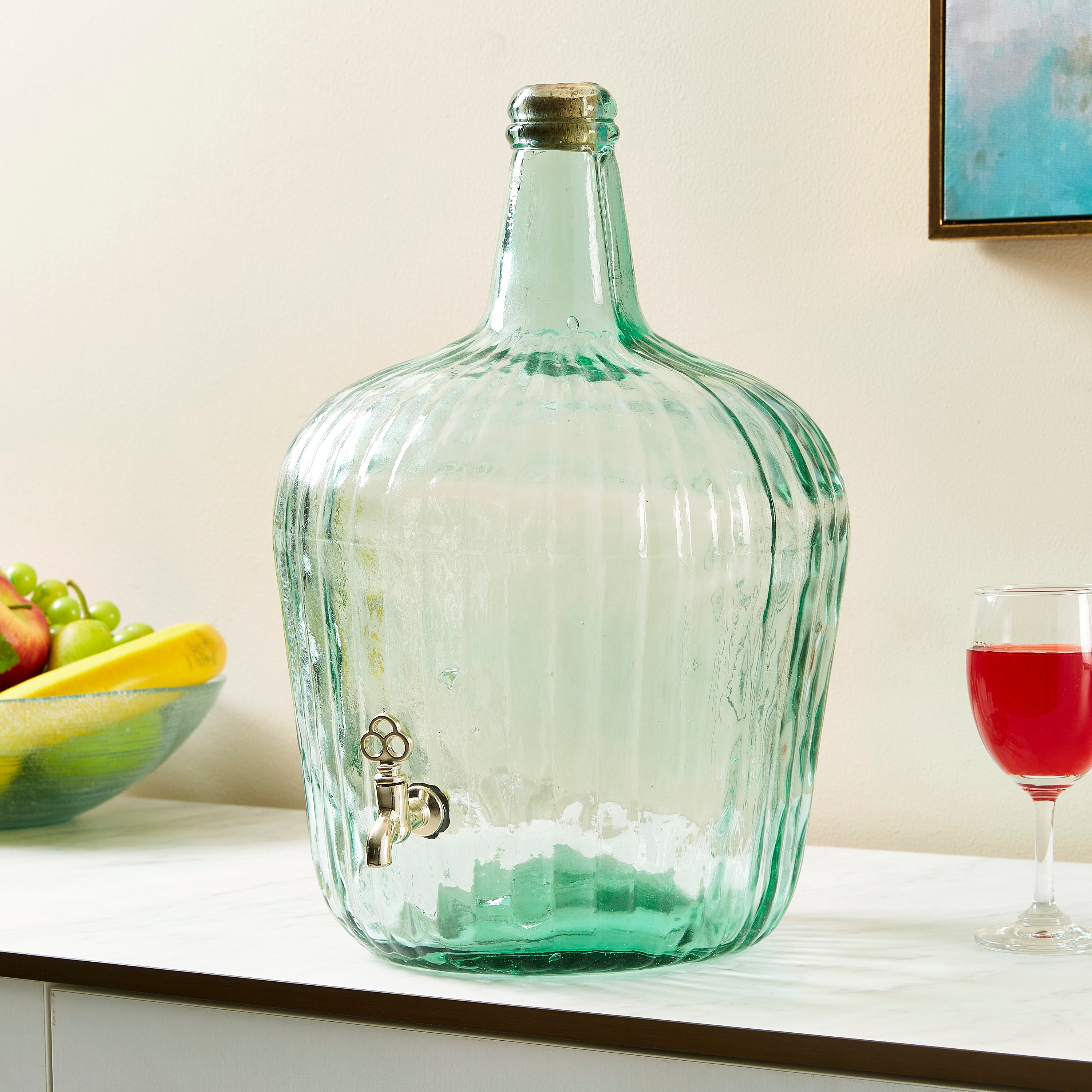 Verdant Recycled Glass Stripped Juice Dispenser - 10 L-hbxhomeware-hbxkitchen-image-1