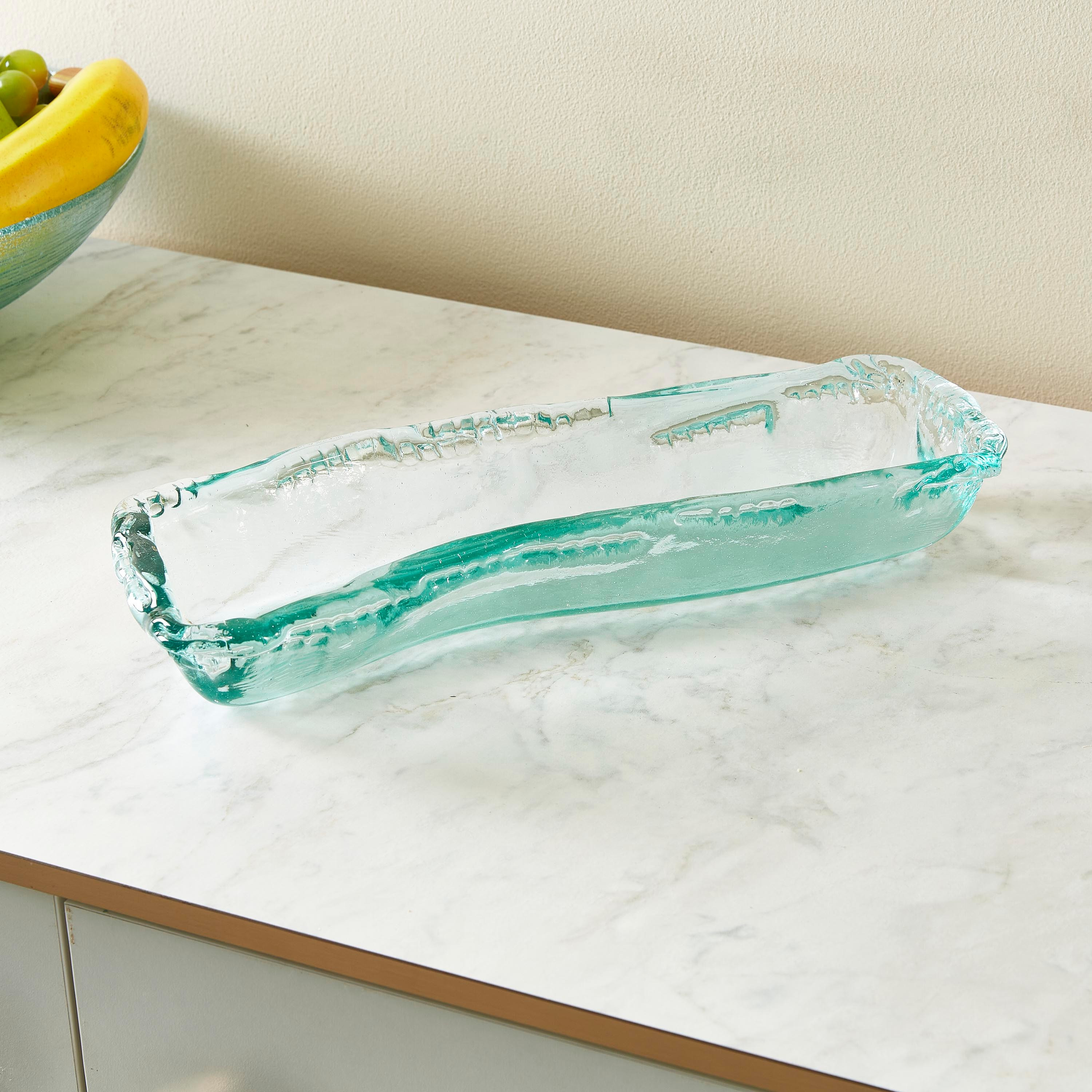 صحن تقديم موجة زجاجي معاد تدويره من فيردنت - 30x12 سم-hbxdecorandfurnishings-tabletop-serveware-image-2