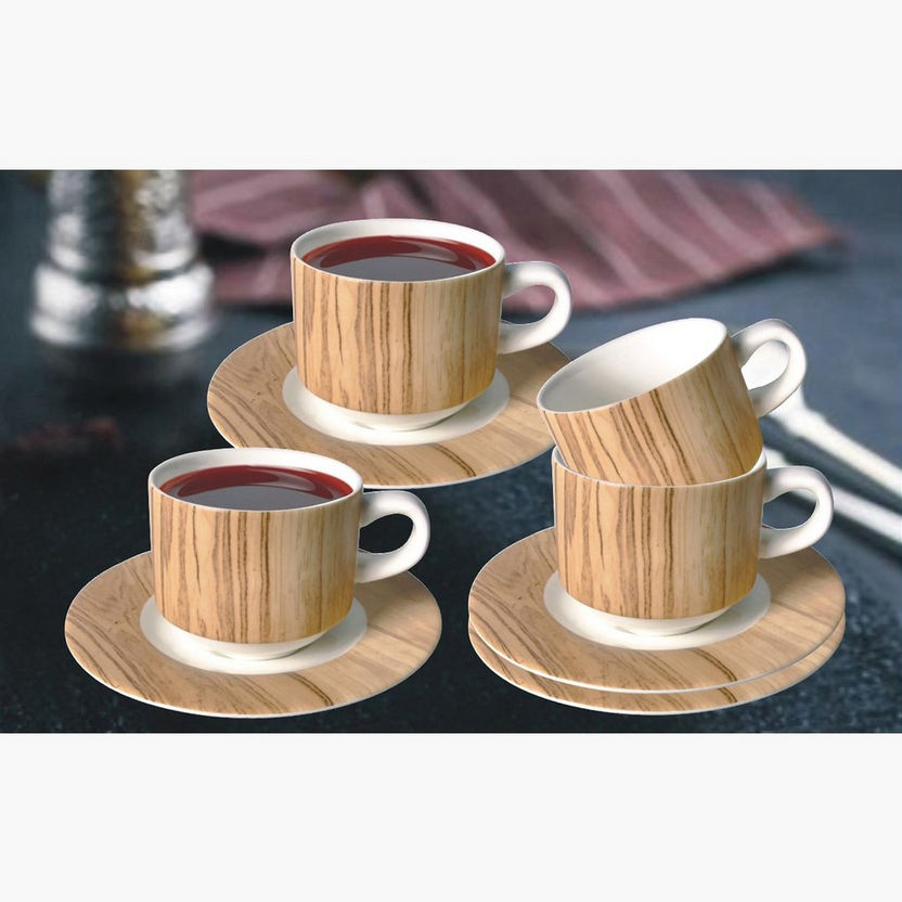 Feast 4-Piece Teacup and Saucer Set - 220 ml-Coffee and Tea Sets-image-0