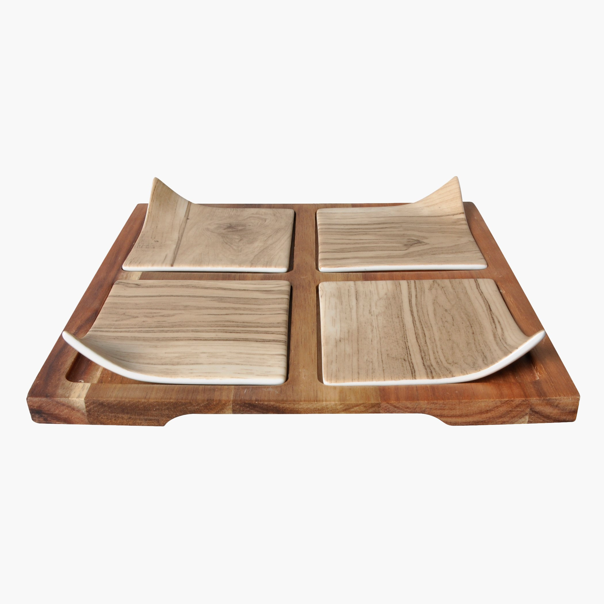 صحن تقديم مع 4 صحون صغيرة من فيست - 24x24 سم-hbxdecorandfurnishings-tabletop-serveware-image-2