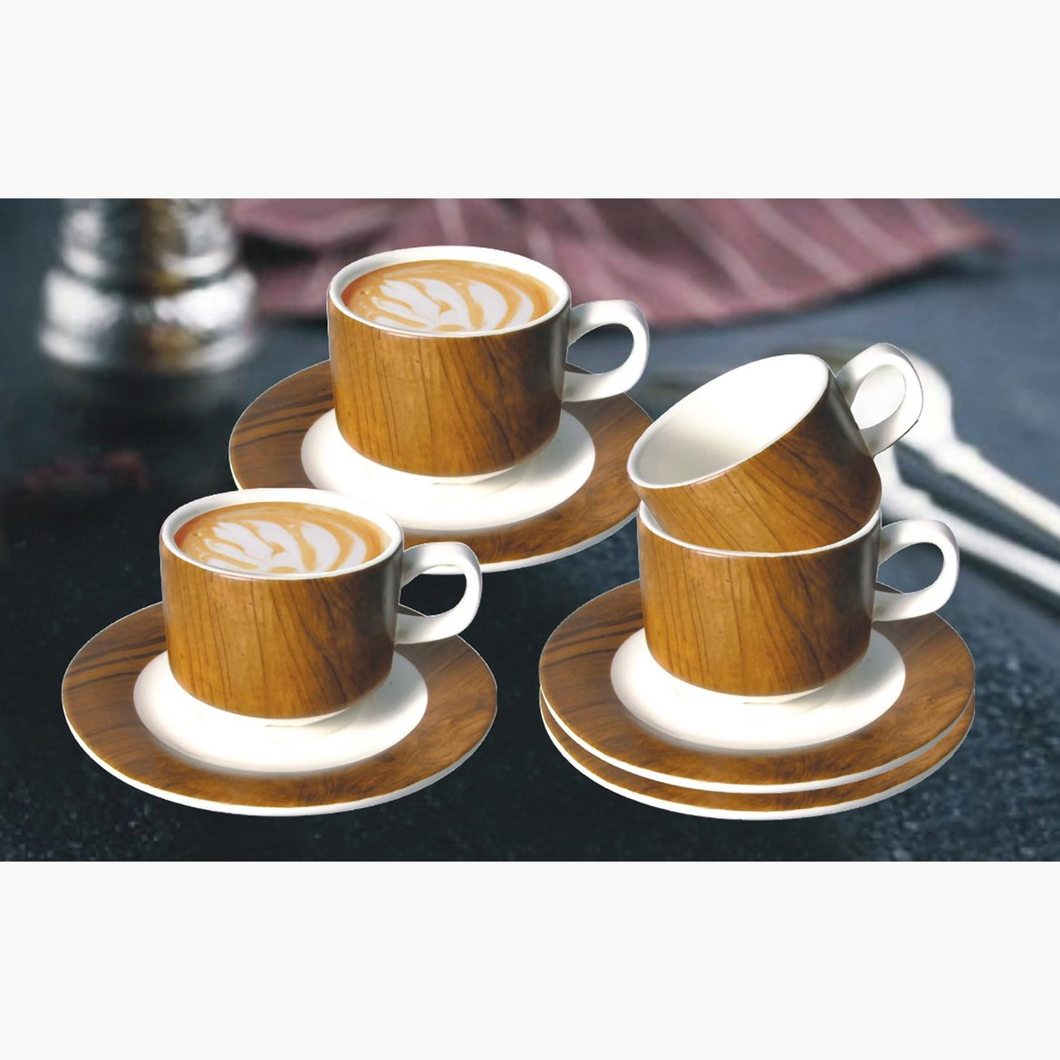 طقم فنجان قهوة وصحن - فيست 4-قطع- 90 مل-hbxhomeware-diningandtabletop-coffeeandteasets-image-1