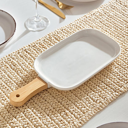 Feast Plate with Bamboo Handle - 25x15 cms