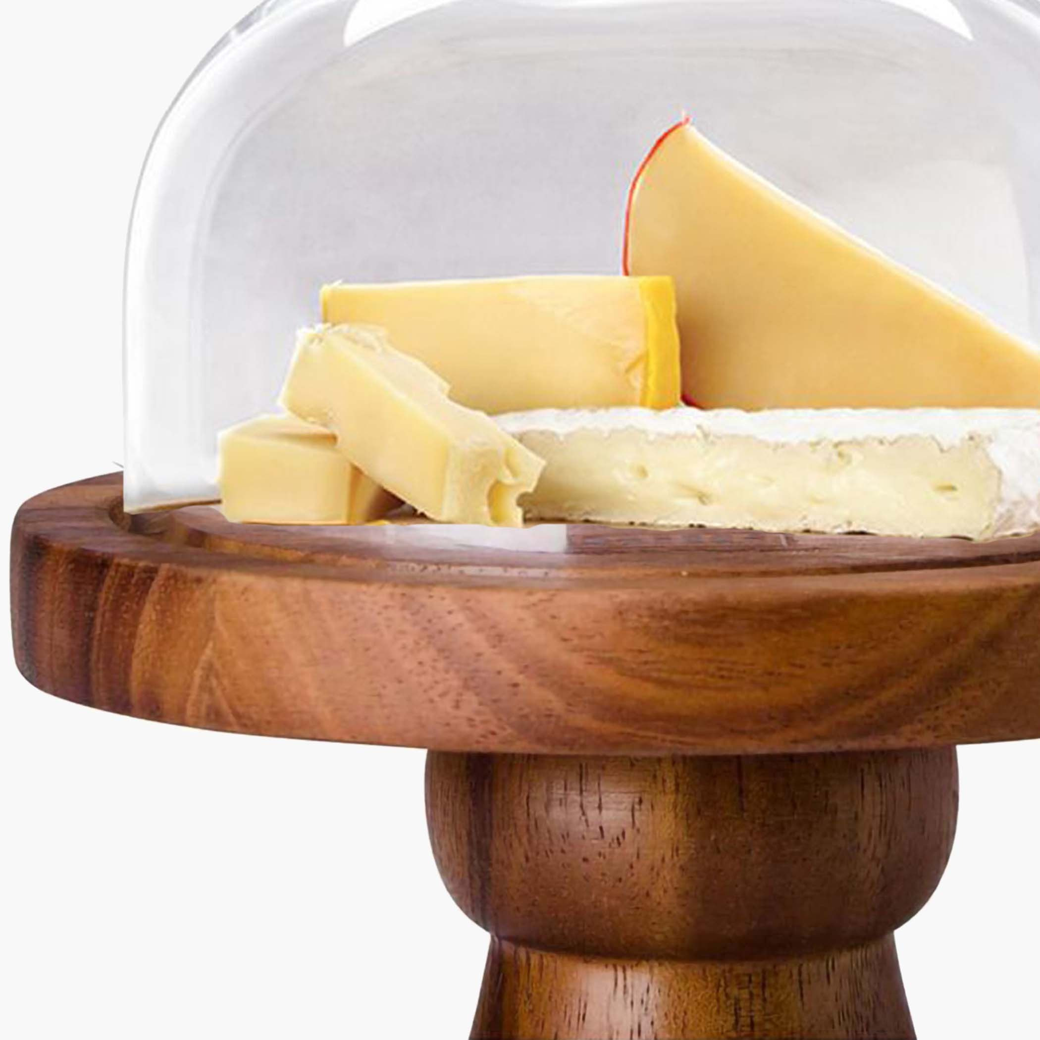 Feast Acacia Cake Dome with Stand - 13 cm-hbxdecorandfurnishings-tabletop-serveware-image-1