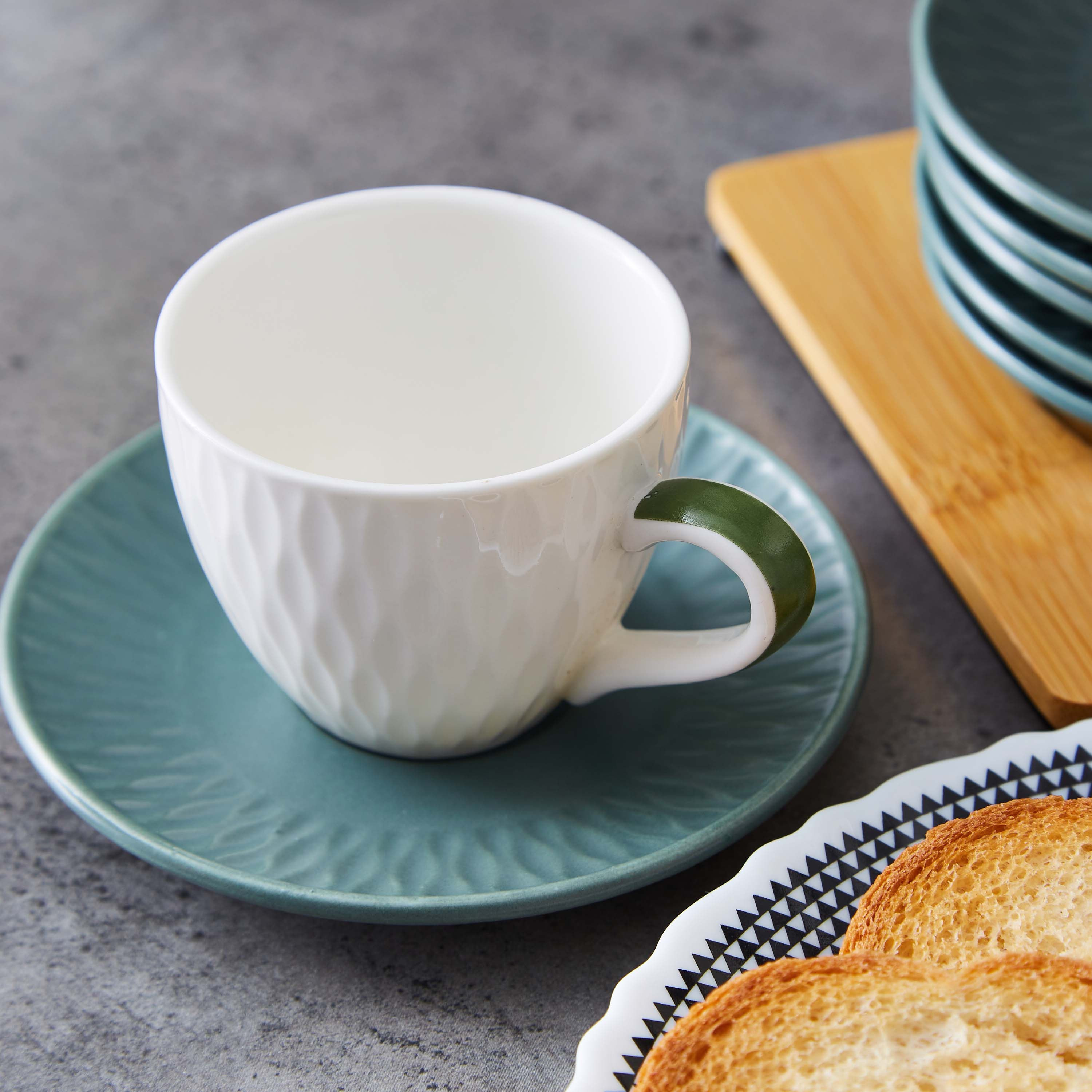 طقم فناجين وصحون بورسلين مع حامل خشبي من فيست 13 قطعة-hbxhomeware-hbxkitchen-image-2