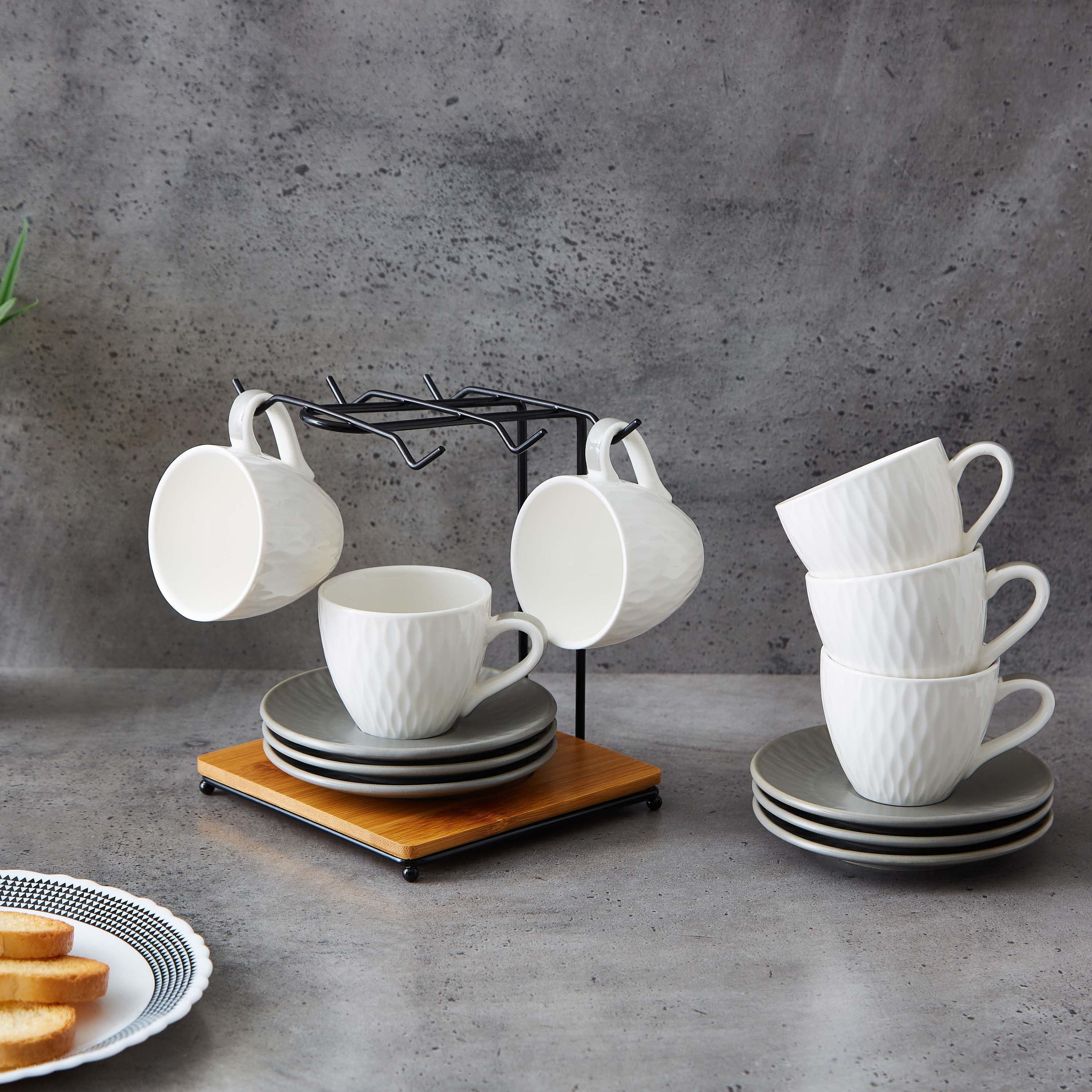 طقم فناجين وصحون بورسلين مع حامل خشبي 13 قطعة من فيست-hbxhomeware-hbxkitchen-image-3