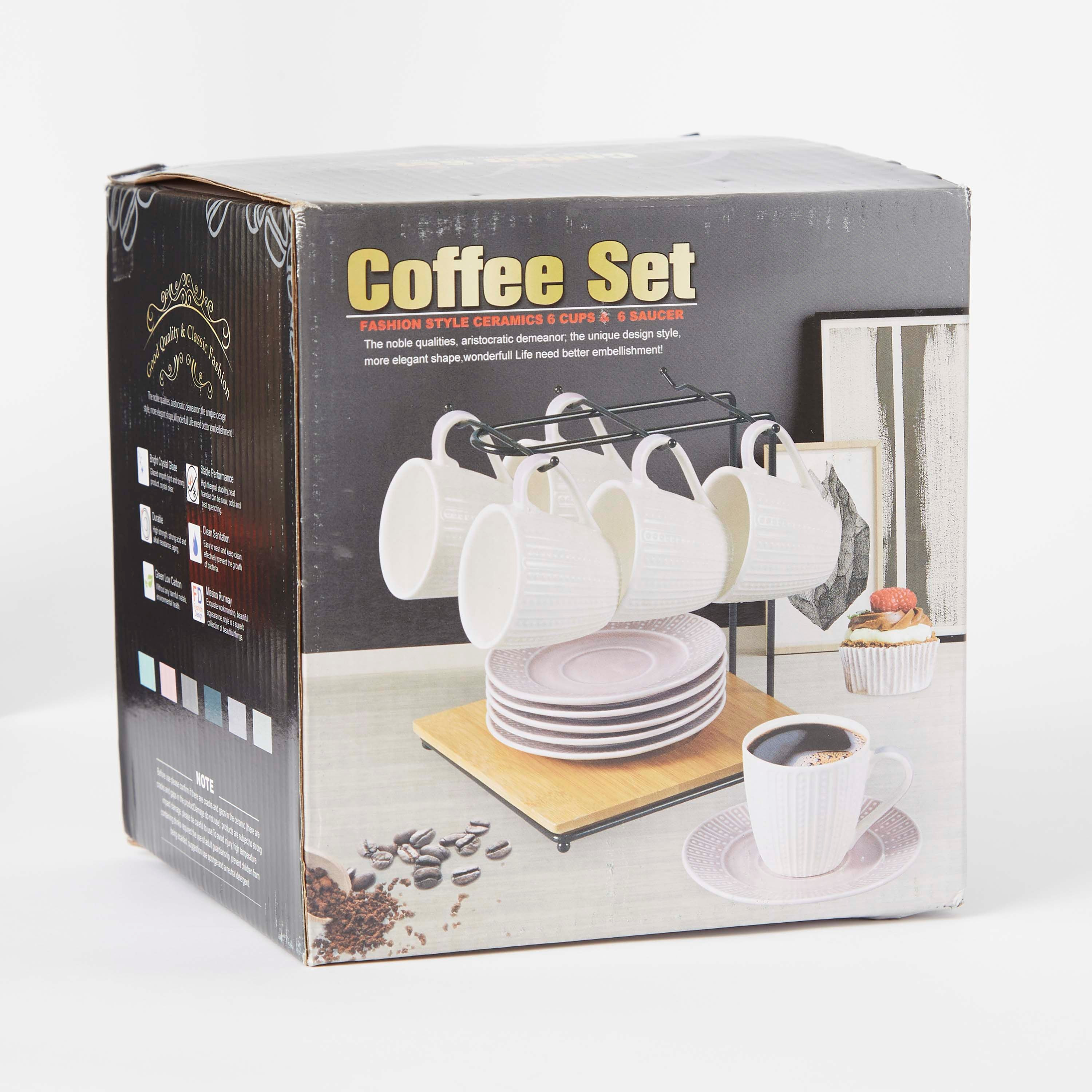 طقم فناجين وصحون بورسلين مع حامل خشبي من فيست - 13 قطعة-hbxhomeware-hbxkitchen-image-4