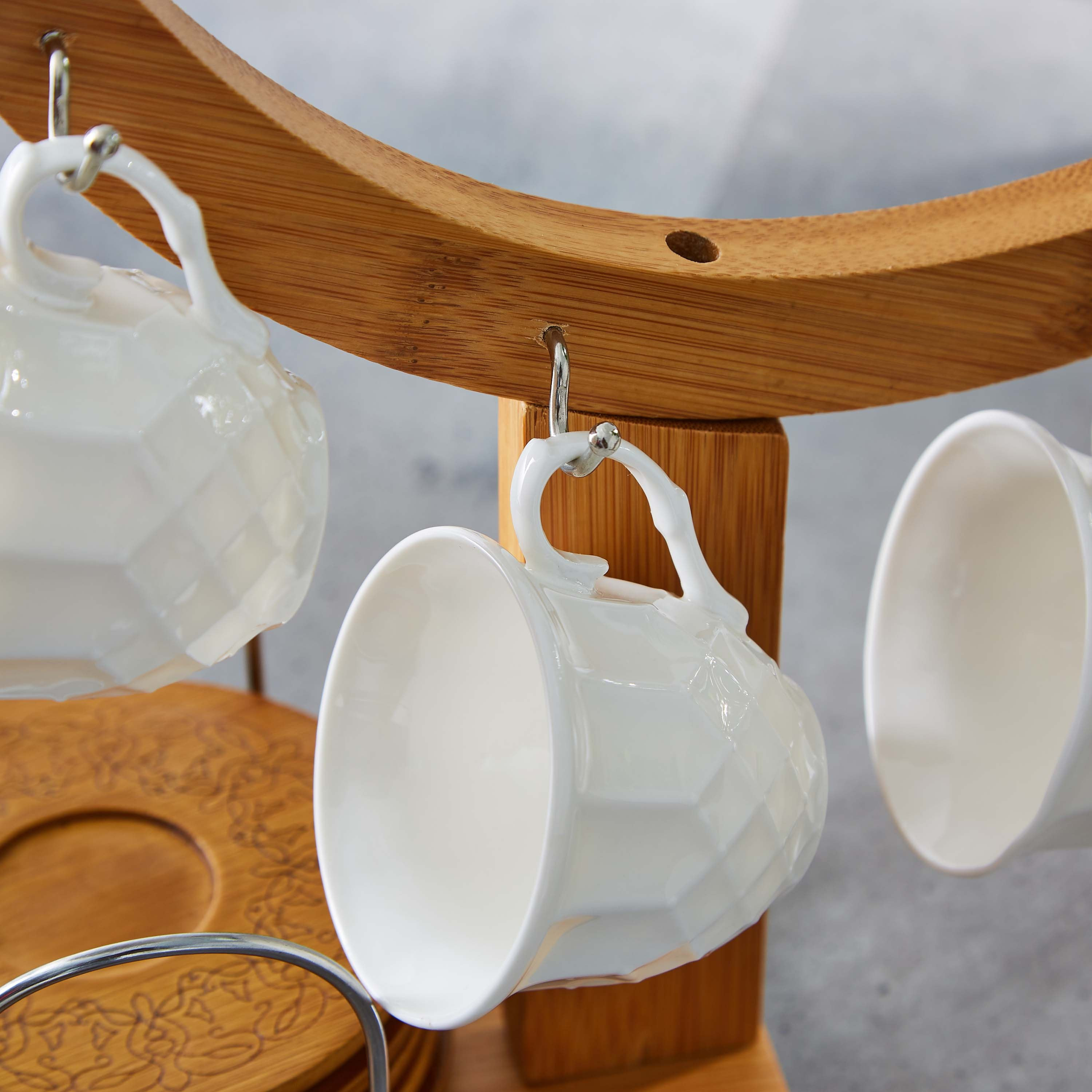 Feast 12-Piece Porcelain Cup and Saucer Set with Wooden Stand-hbxhomeware-hbxkitchen-image-2