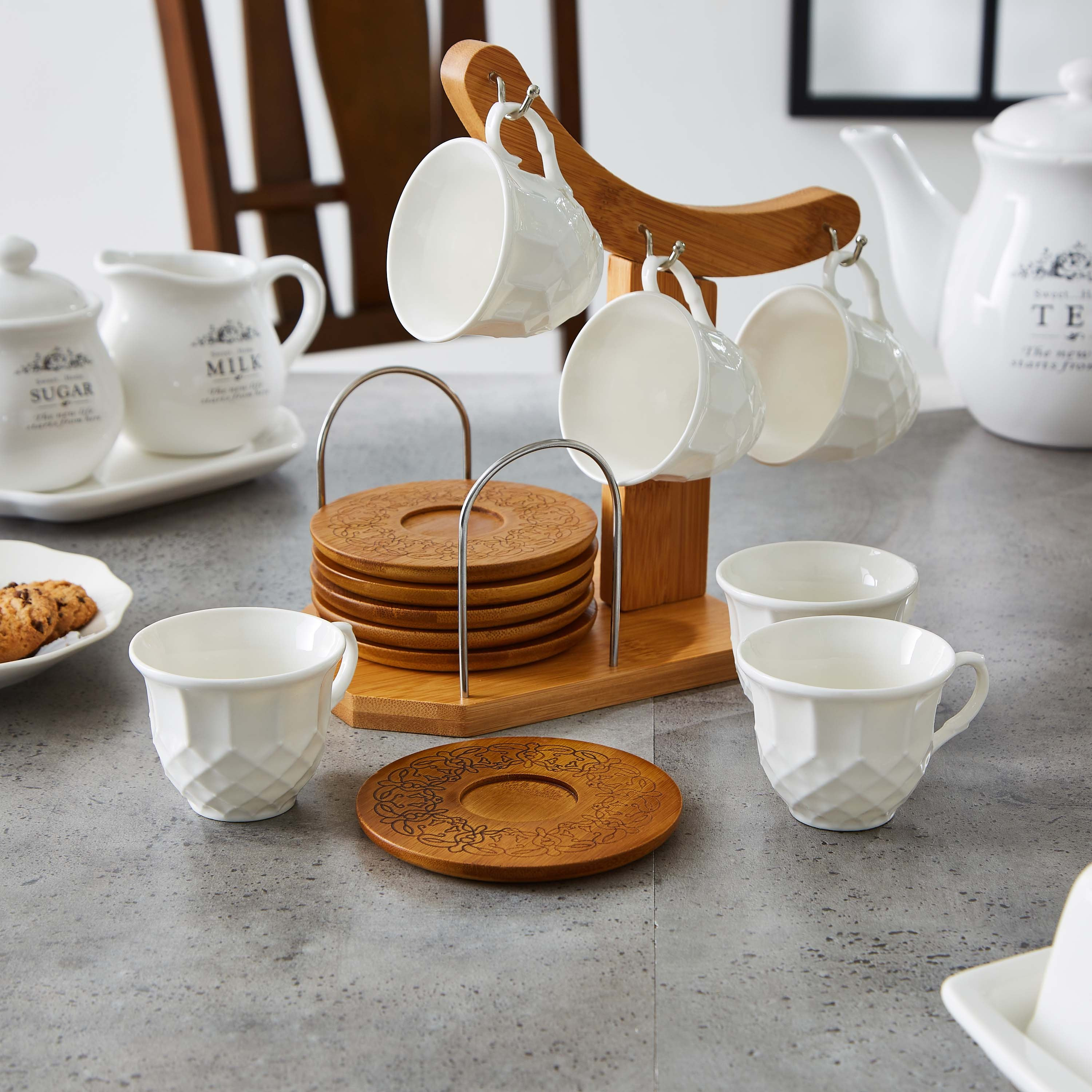 Feast 12-Piece Porcelain Cup and Saucer Set with Wooden Stand-hbxhomeware-hbxkitchen-image-4
