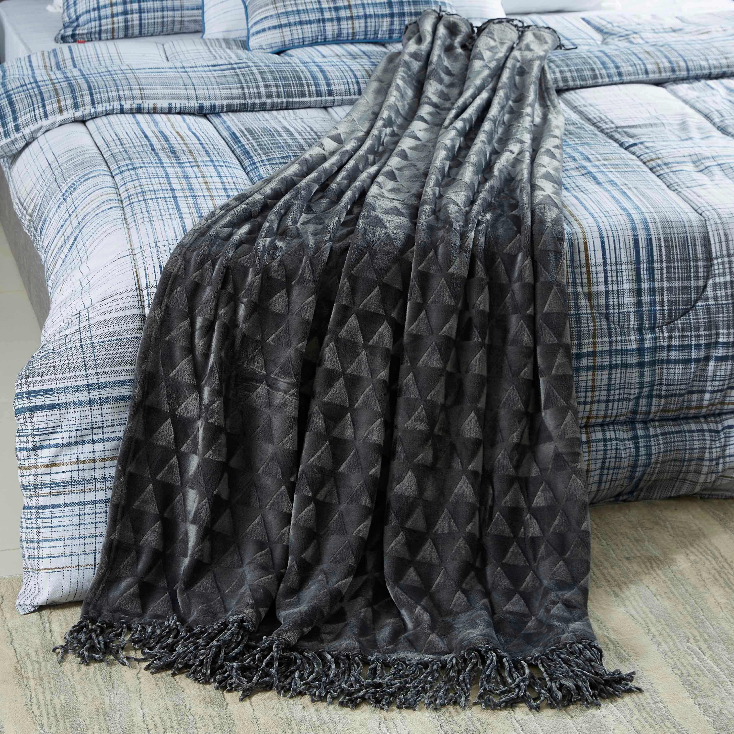 Houston Solid Flannel Embossed Throw - 130x180 cm-hbxhomeware-hbxbedroom-image-1